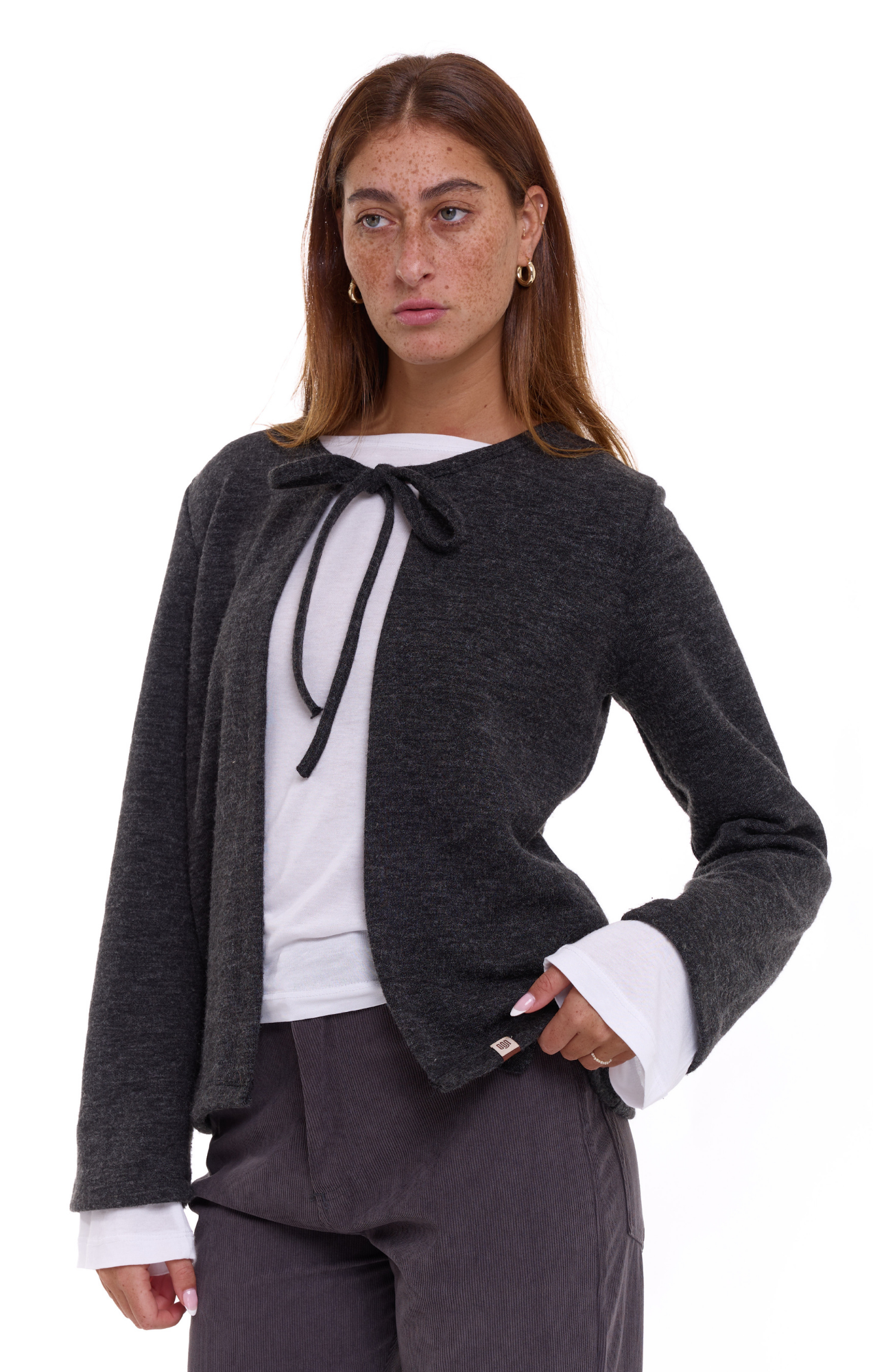 Tie cardigan - Dark gray