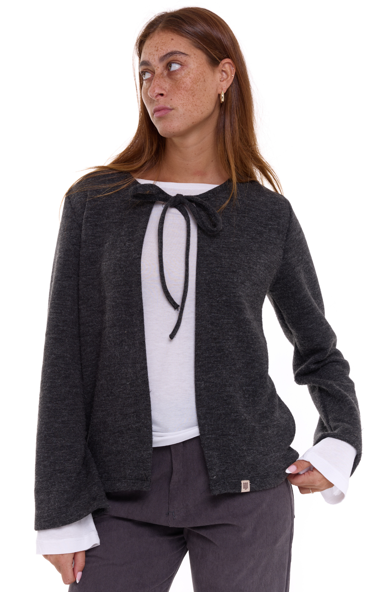 Tie cardigan - Dark gray