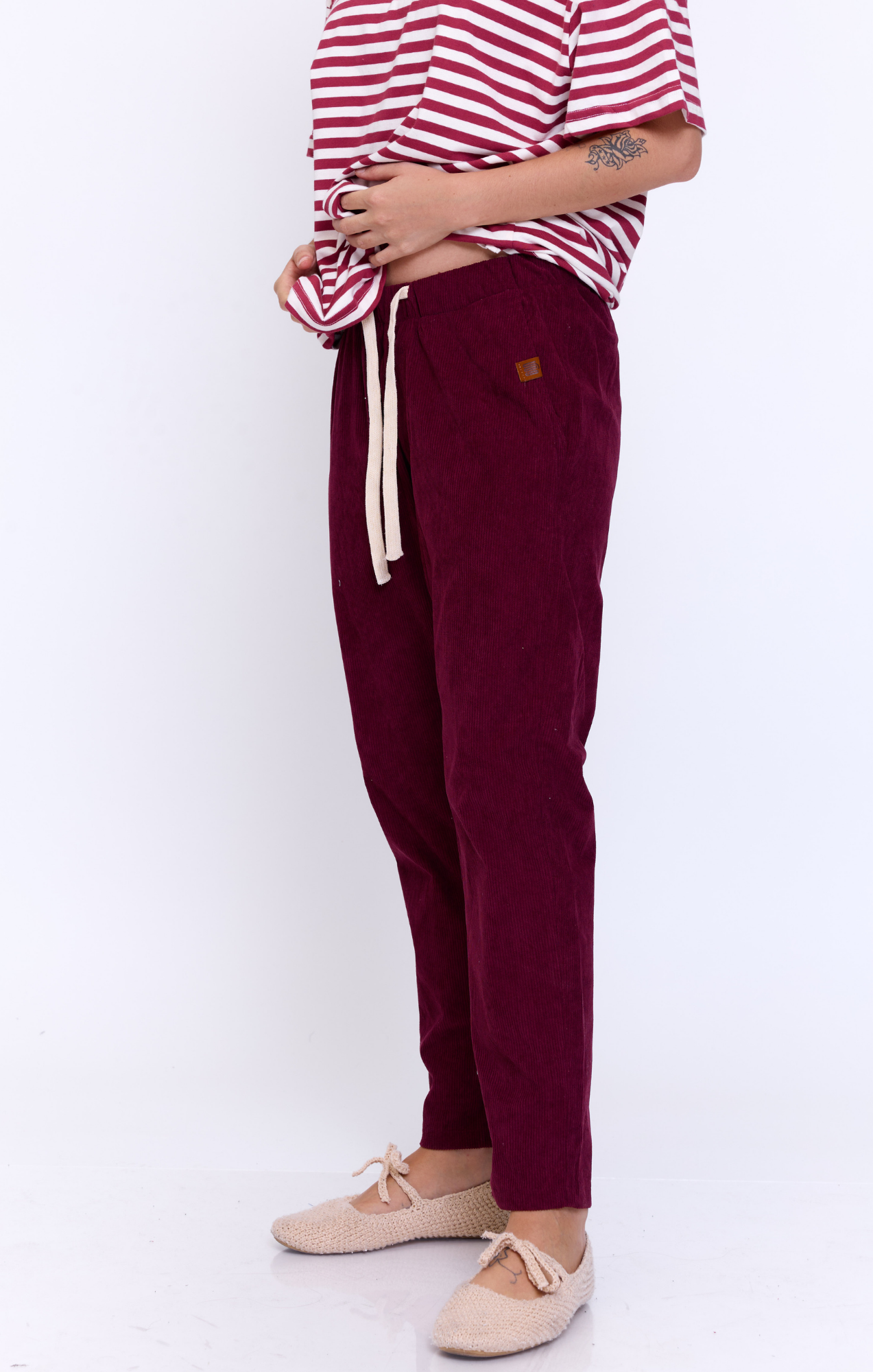 Burgundy - Corduroy Long Pants
