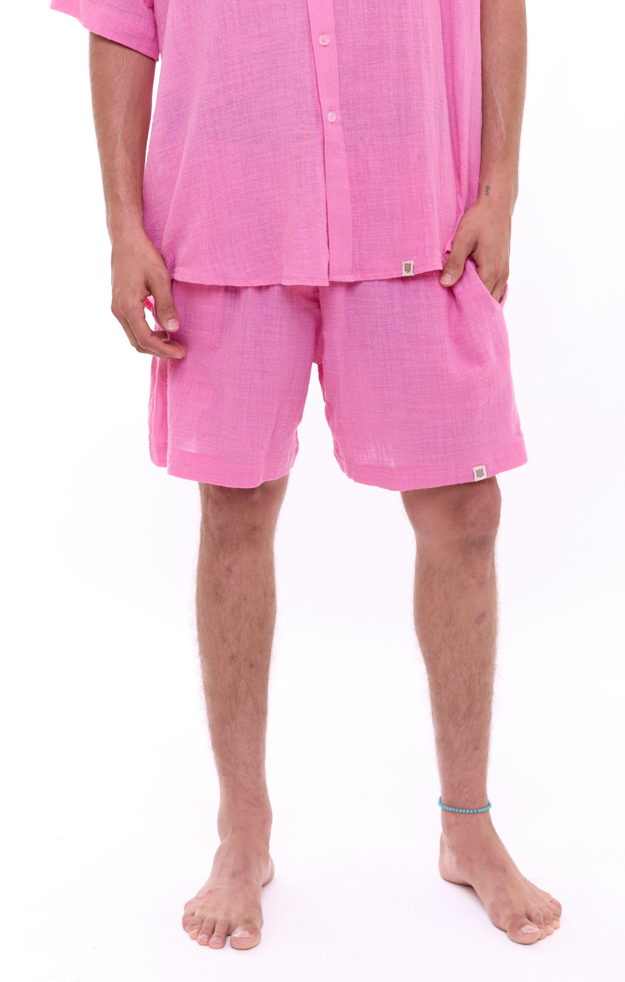 Pink - Unisex Linen Shorts