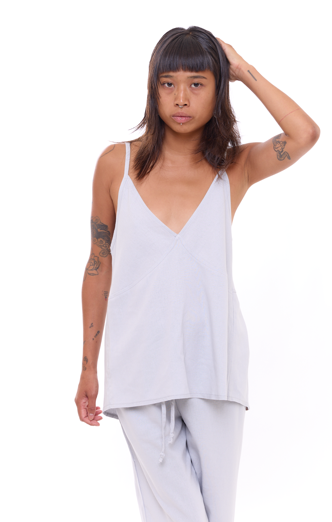 Light Gray - Women Linen Top
