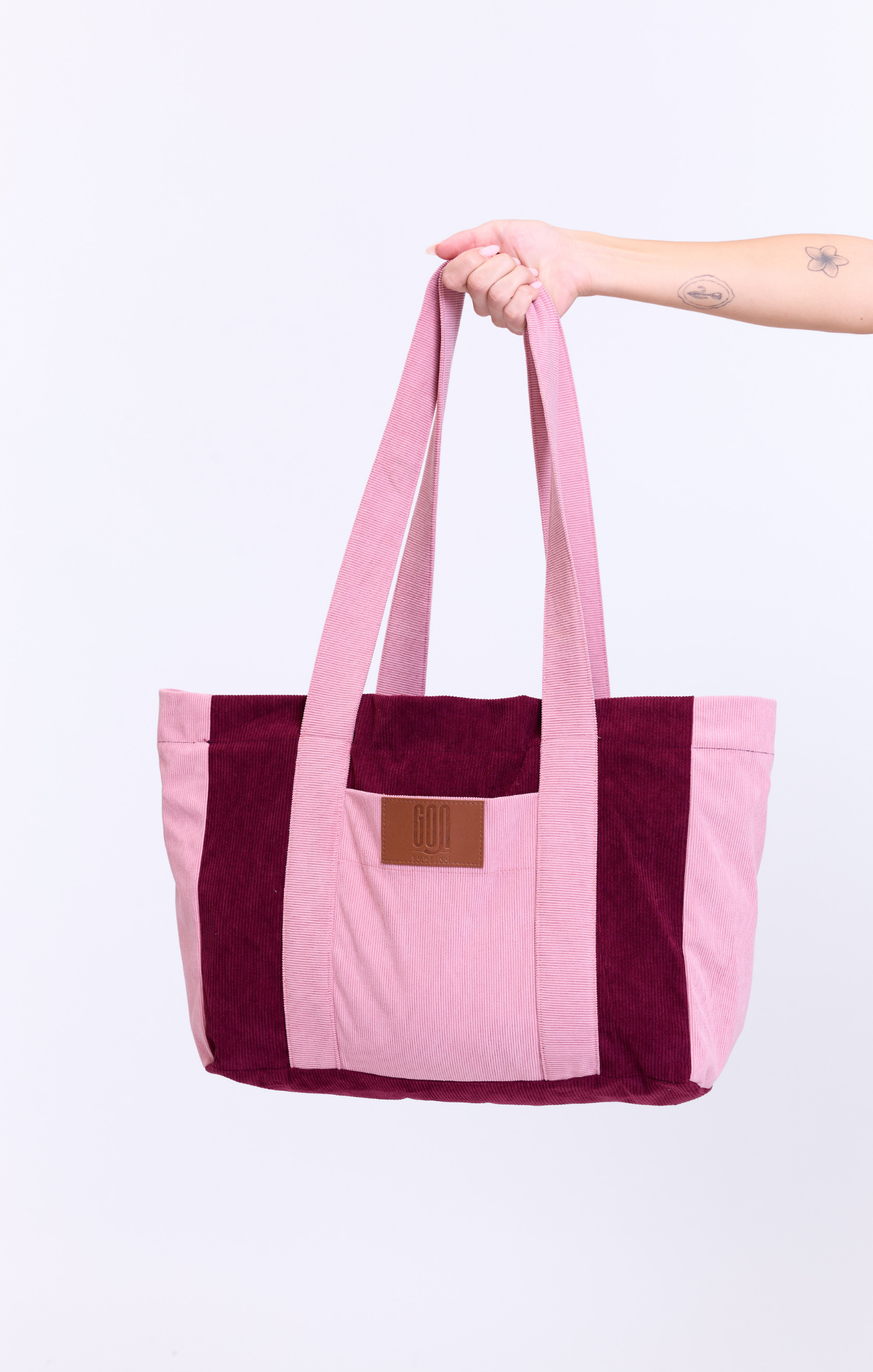 Burgundy & Pink - Corduroy Bag