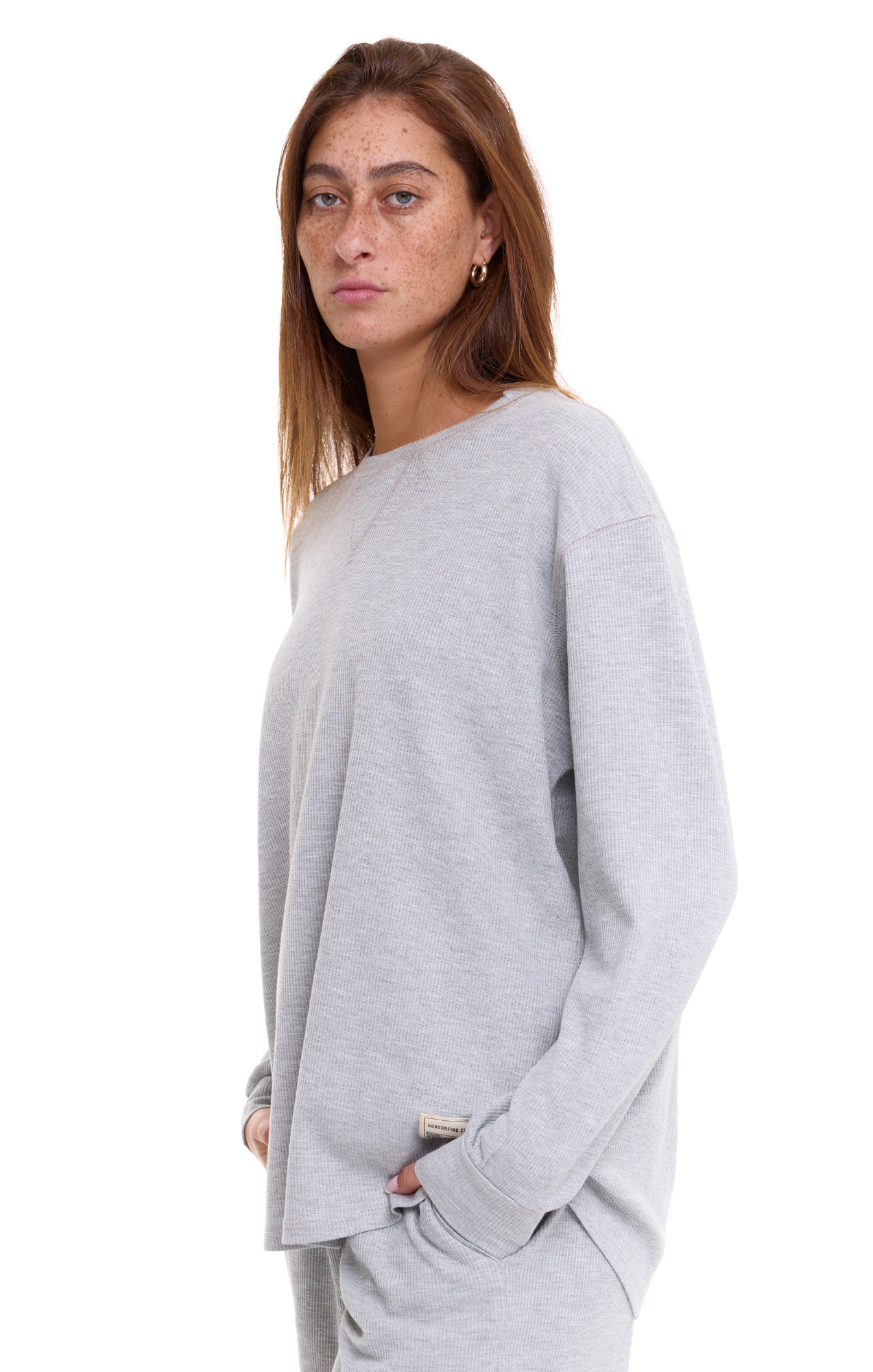 Gray - Waffle Long Shirt