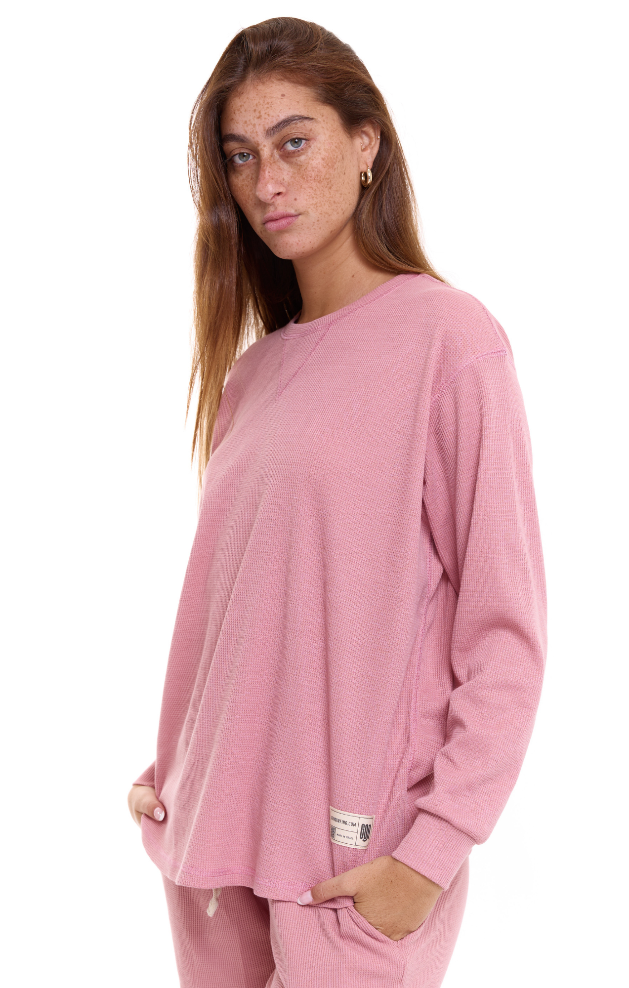 Light Pink - Waffle Long Shirt
