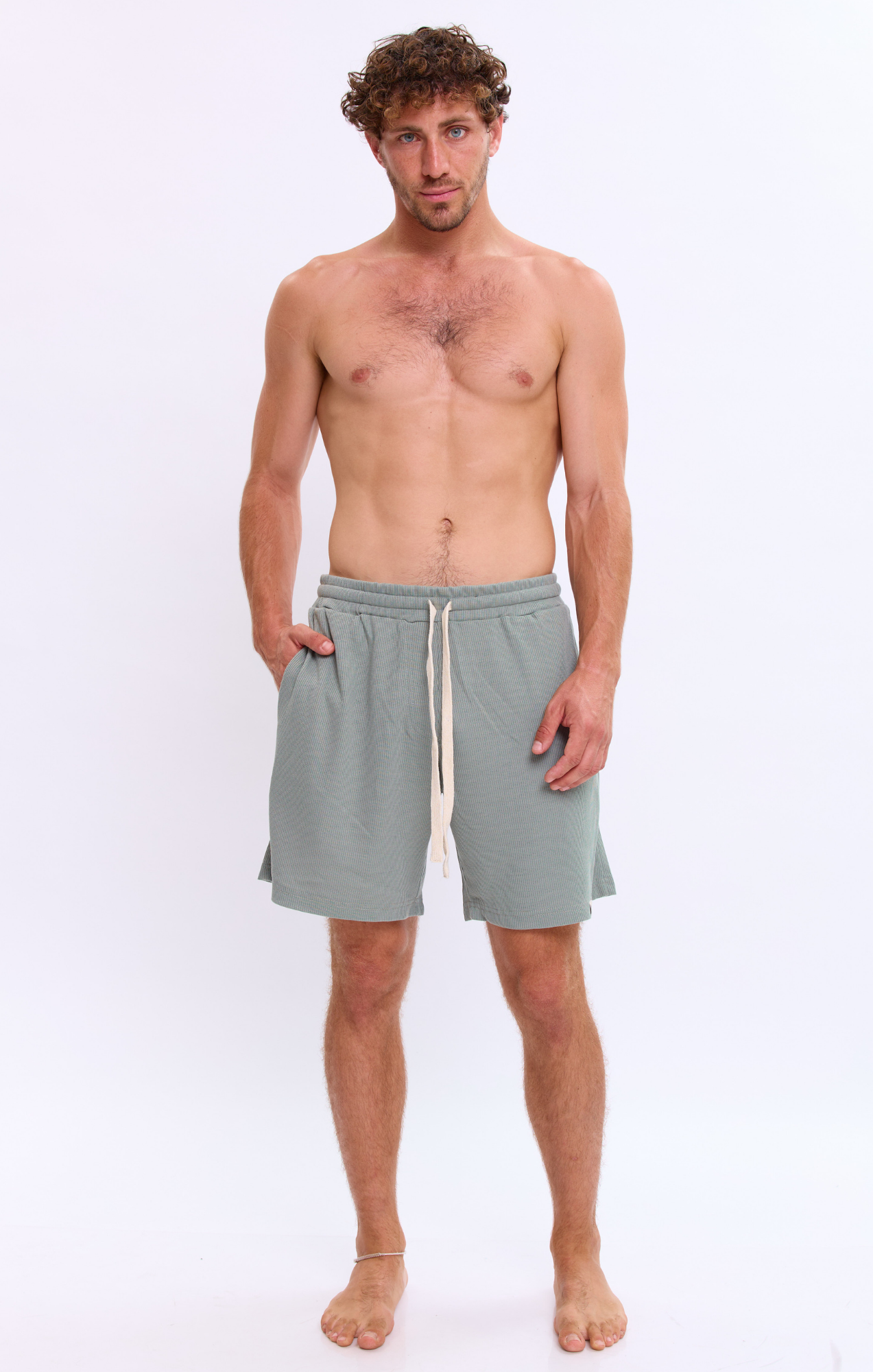 Gray Green- Waffle Shorts