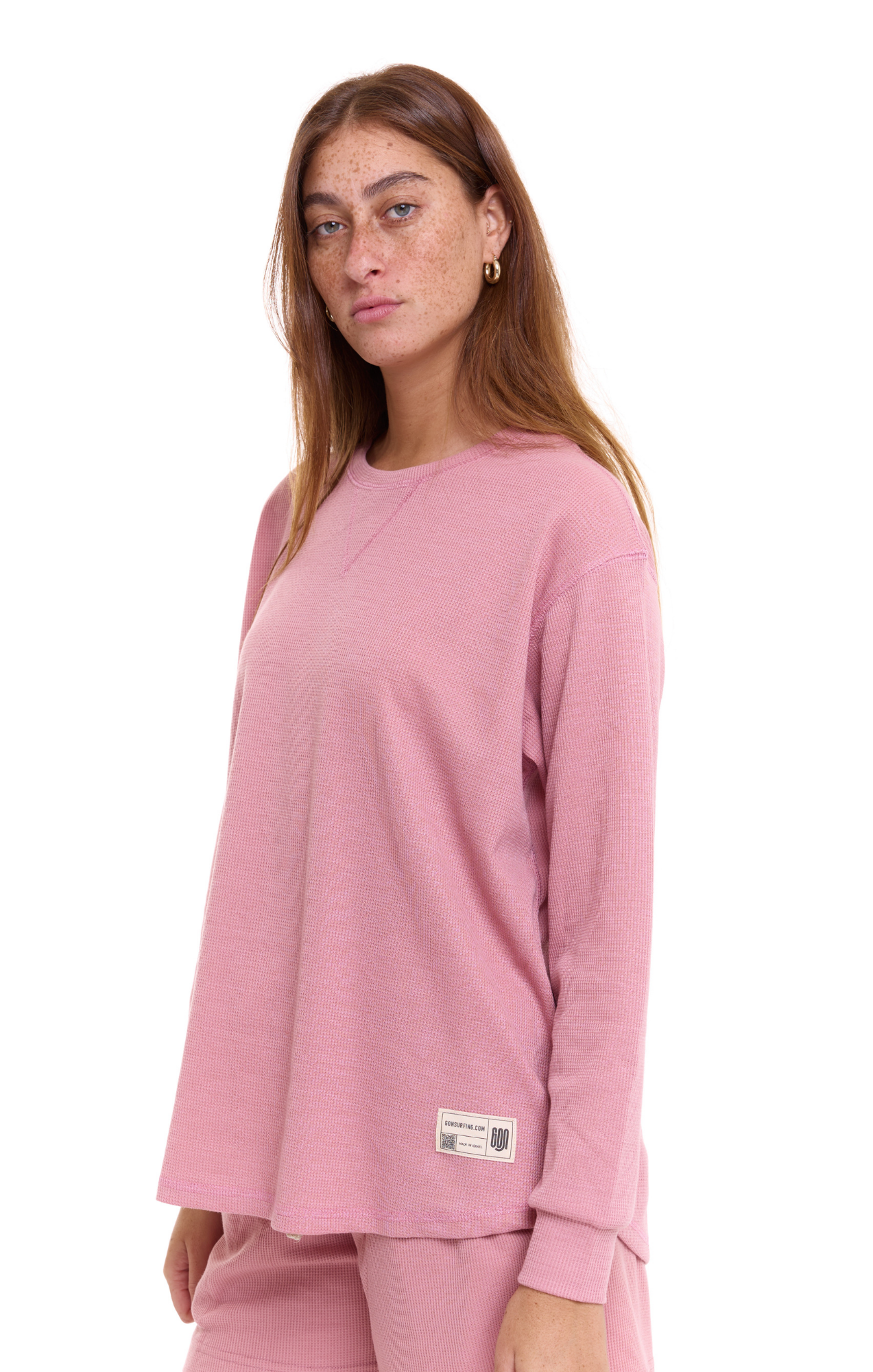 Light Pink - Waffle Long Shirt