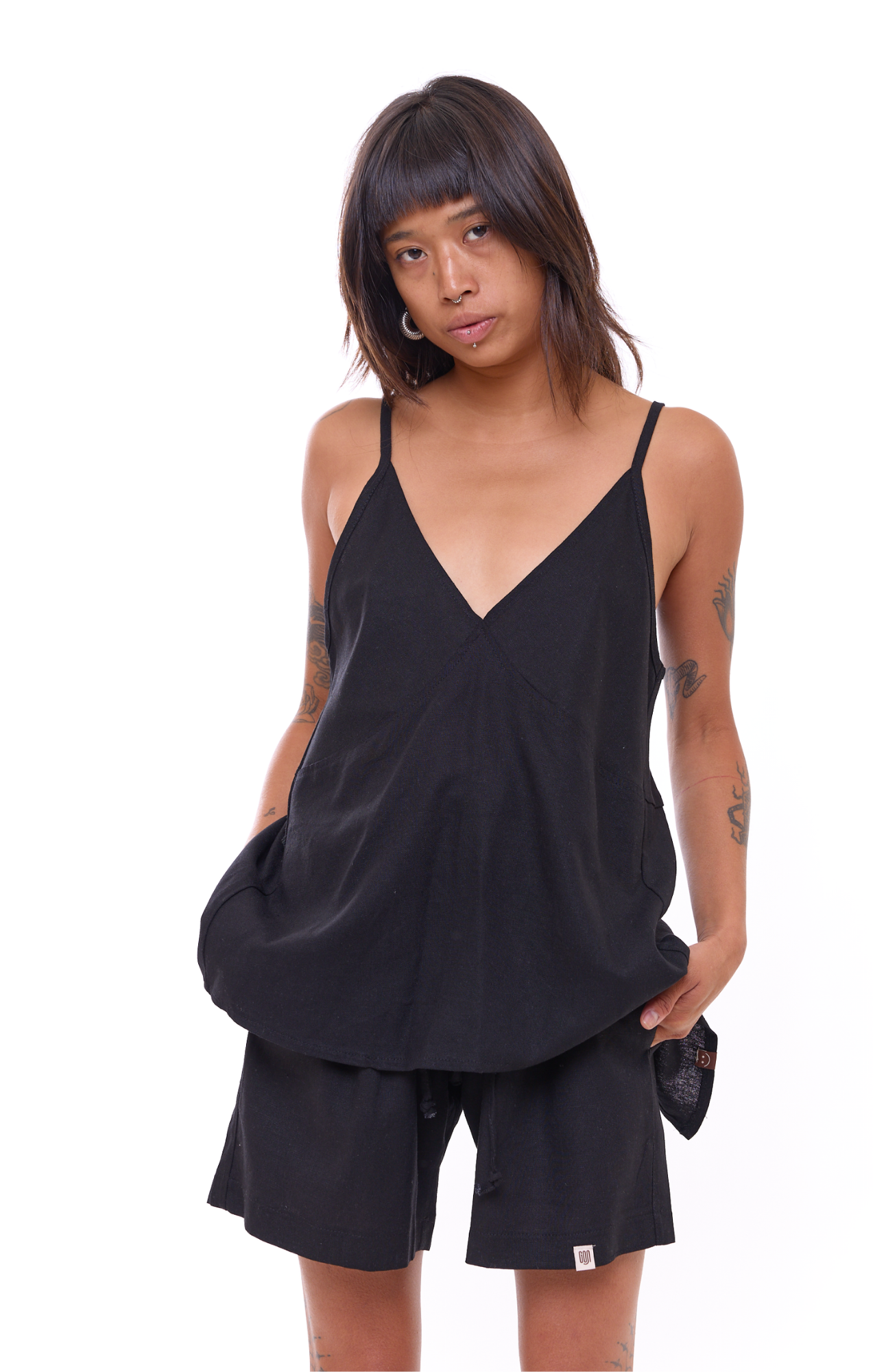 Black - Unisex Linen Shorts