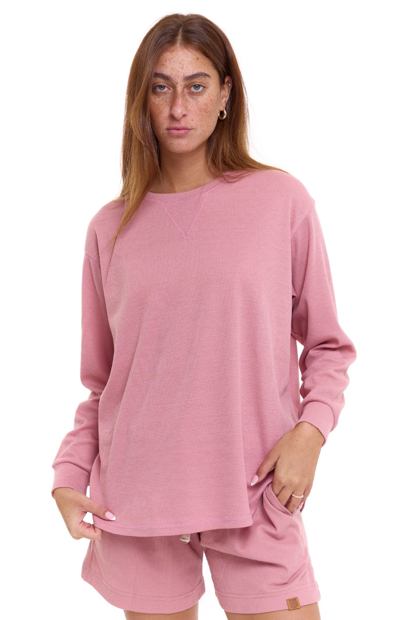 Light Pink - Waffle Long Shirt
