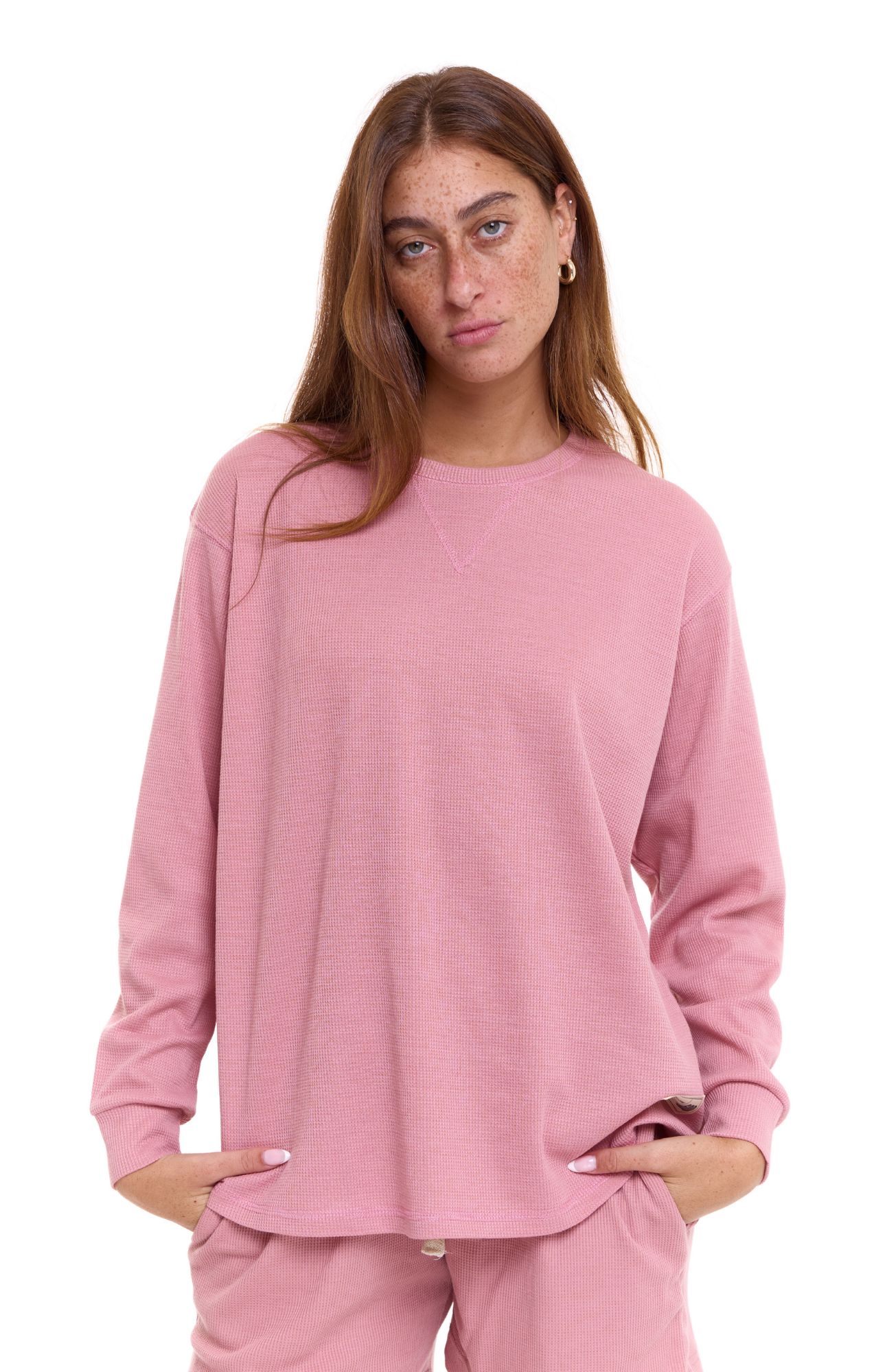 Light Pink - Waffle Long Shirt