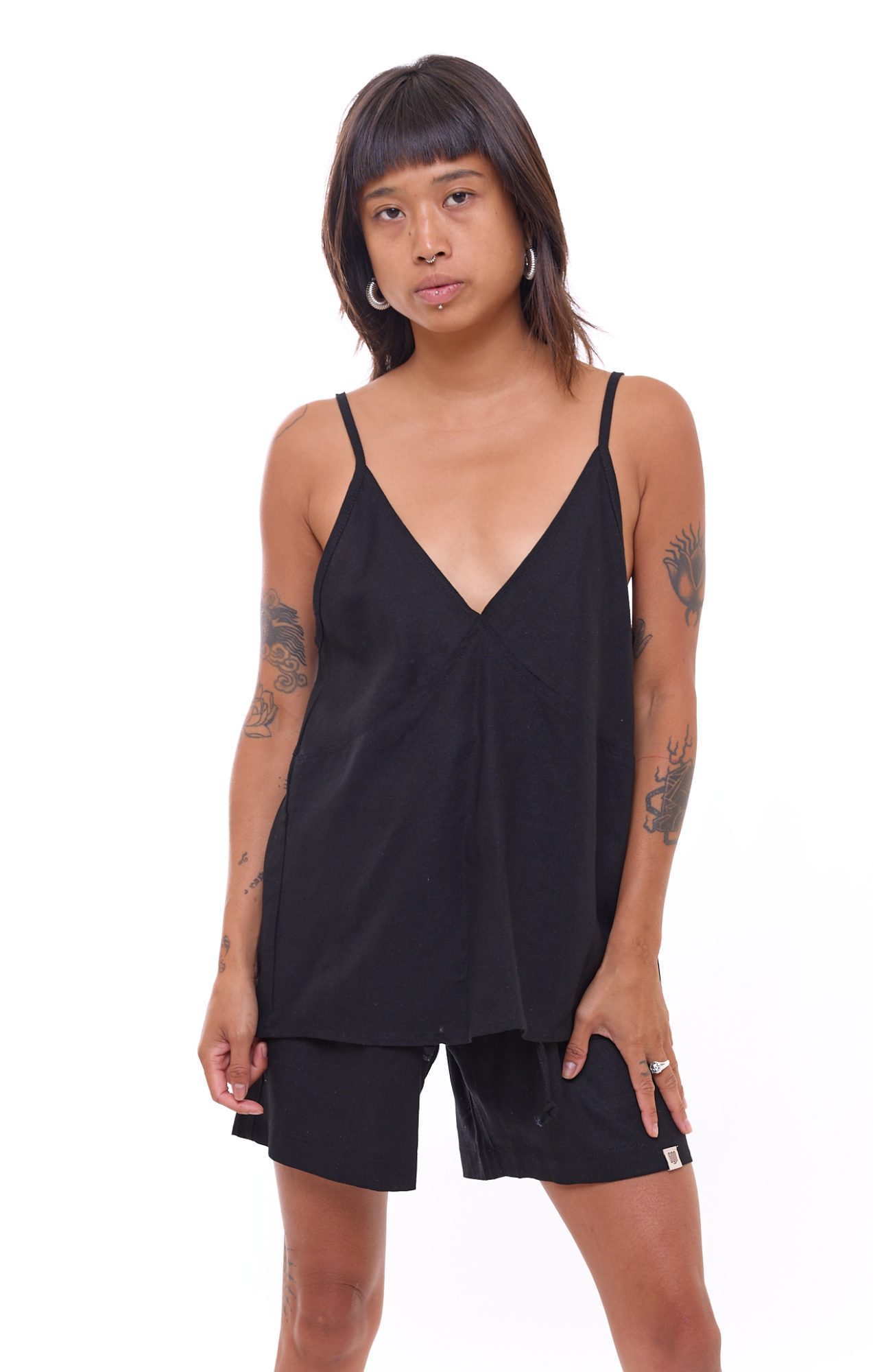 Black - Women Linen Top