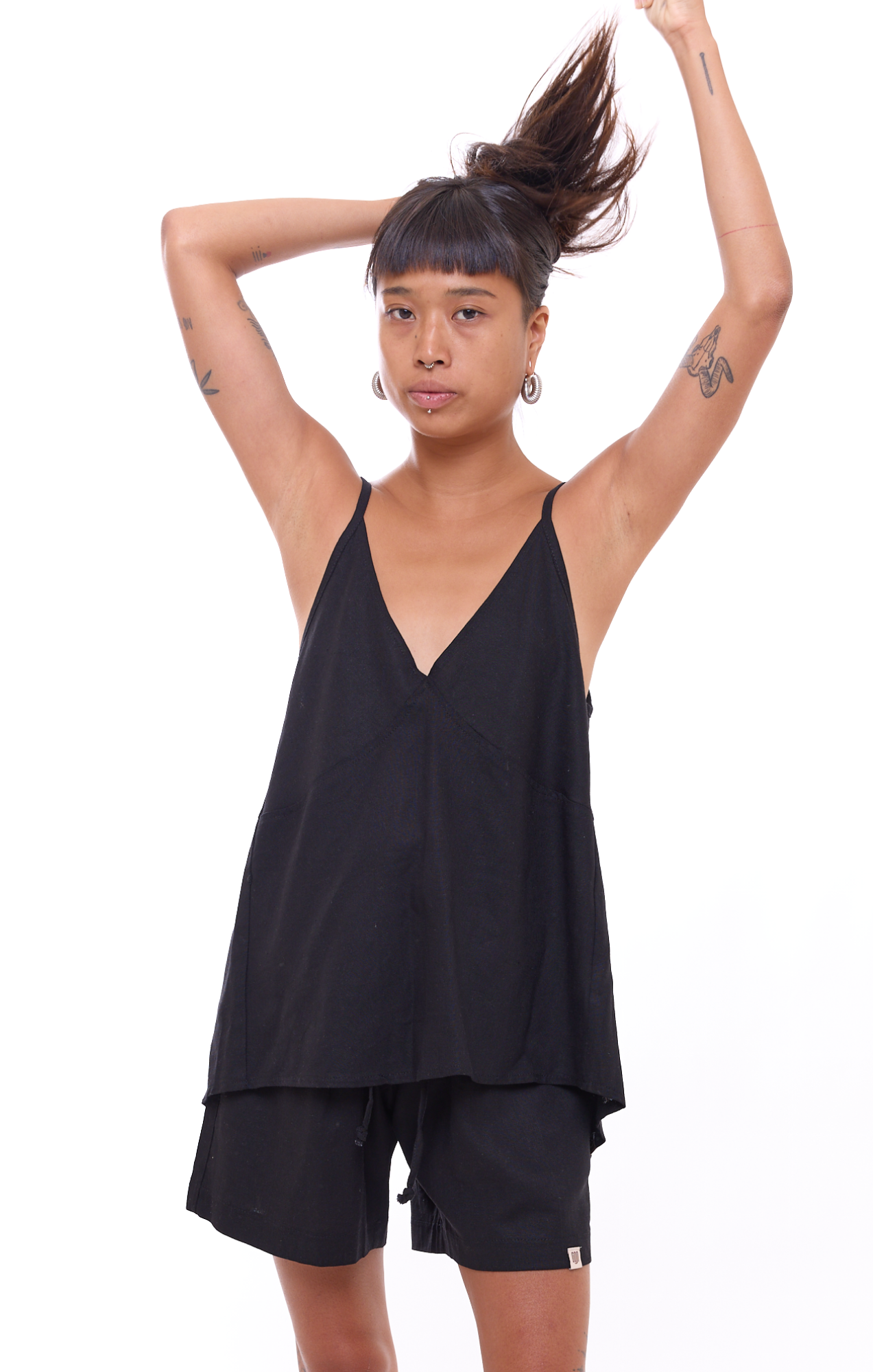Black - Women Linen Top