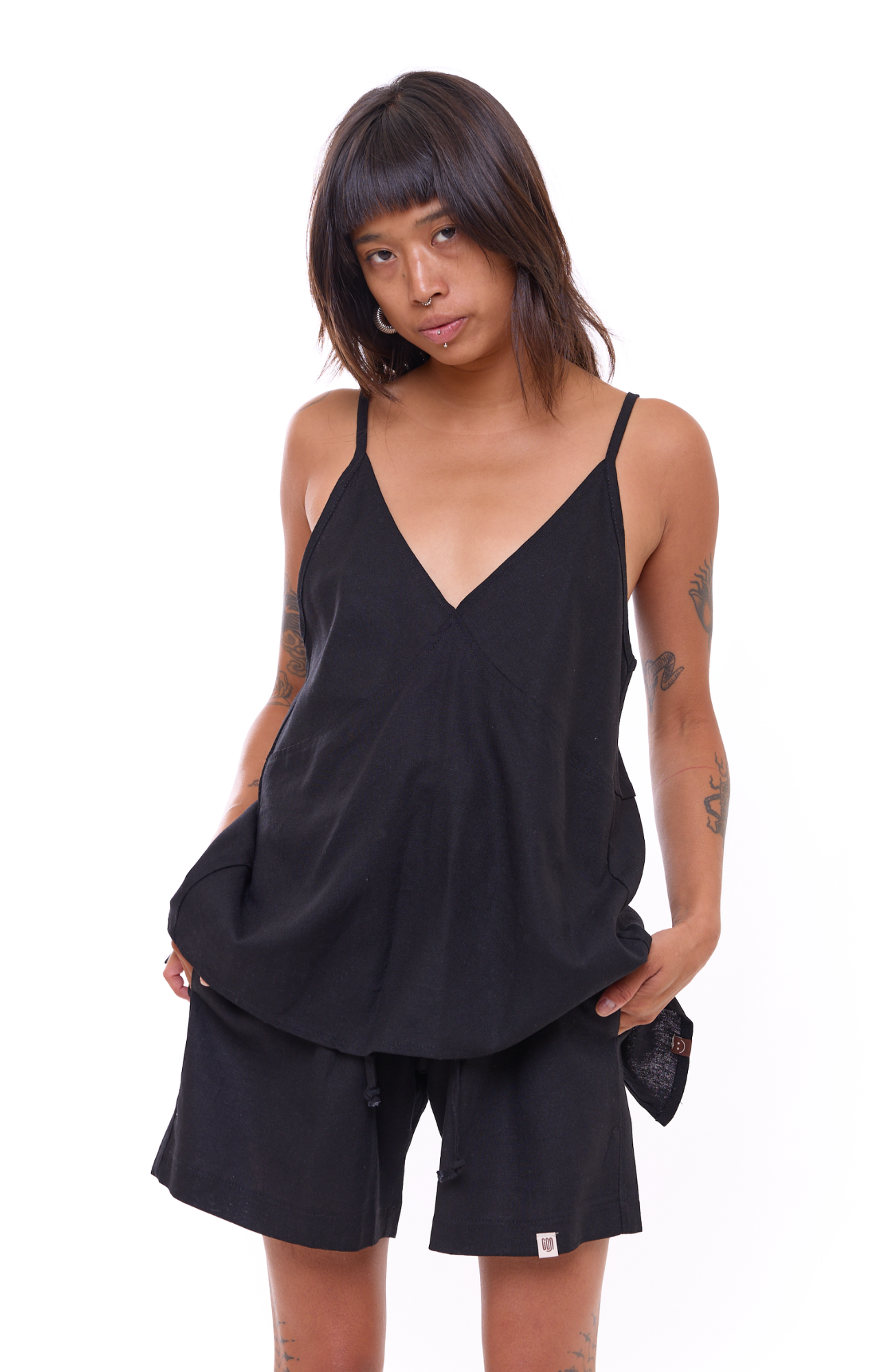 Black - Women Linen Top