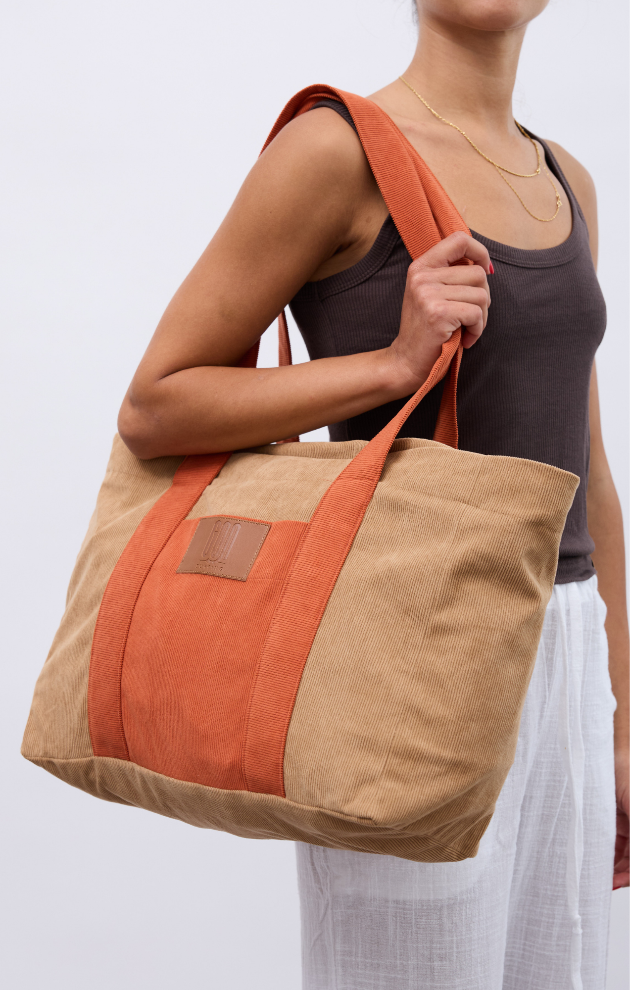 Orange & Beige - Corduroy Bag