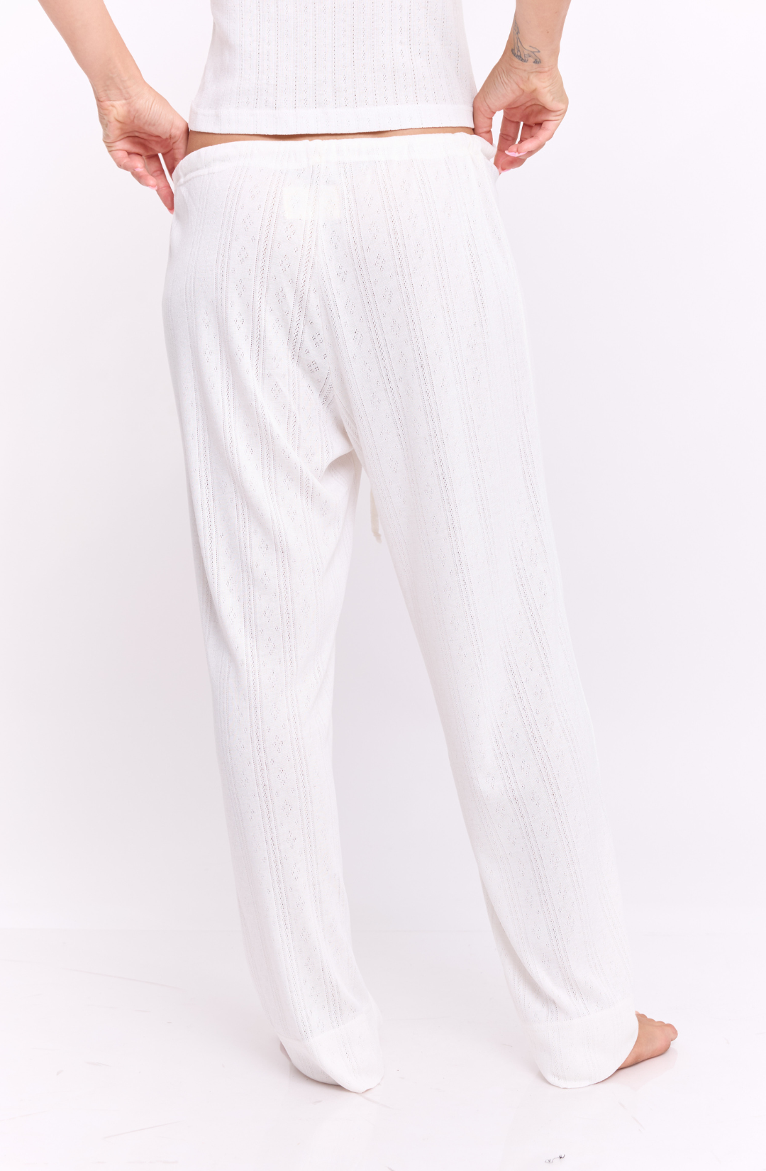 Off white pointeil- long pants