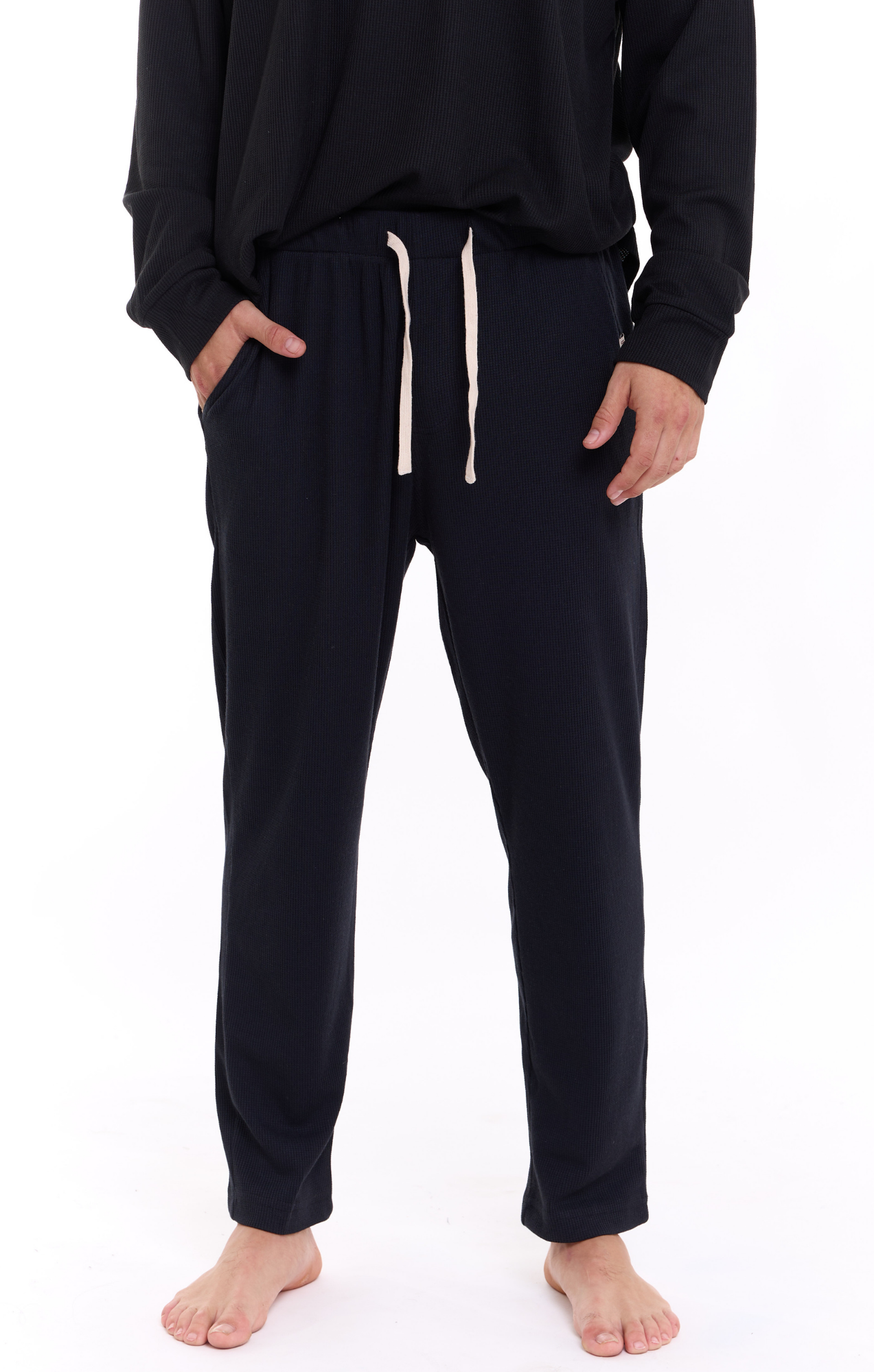 Black - Waffle Unisex Long Pants