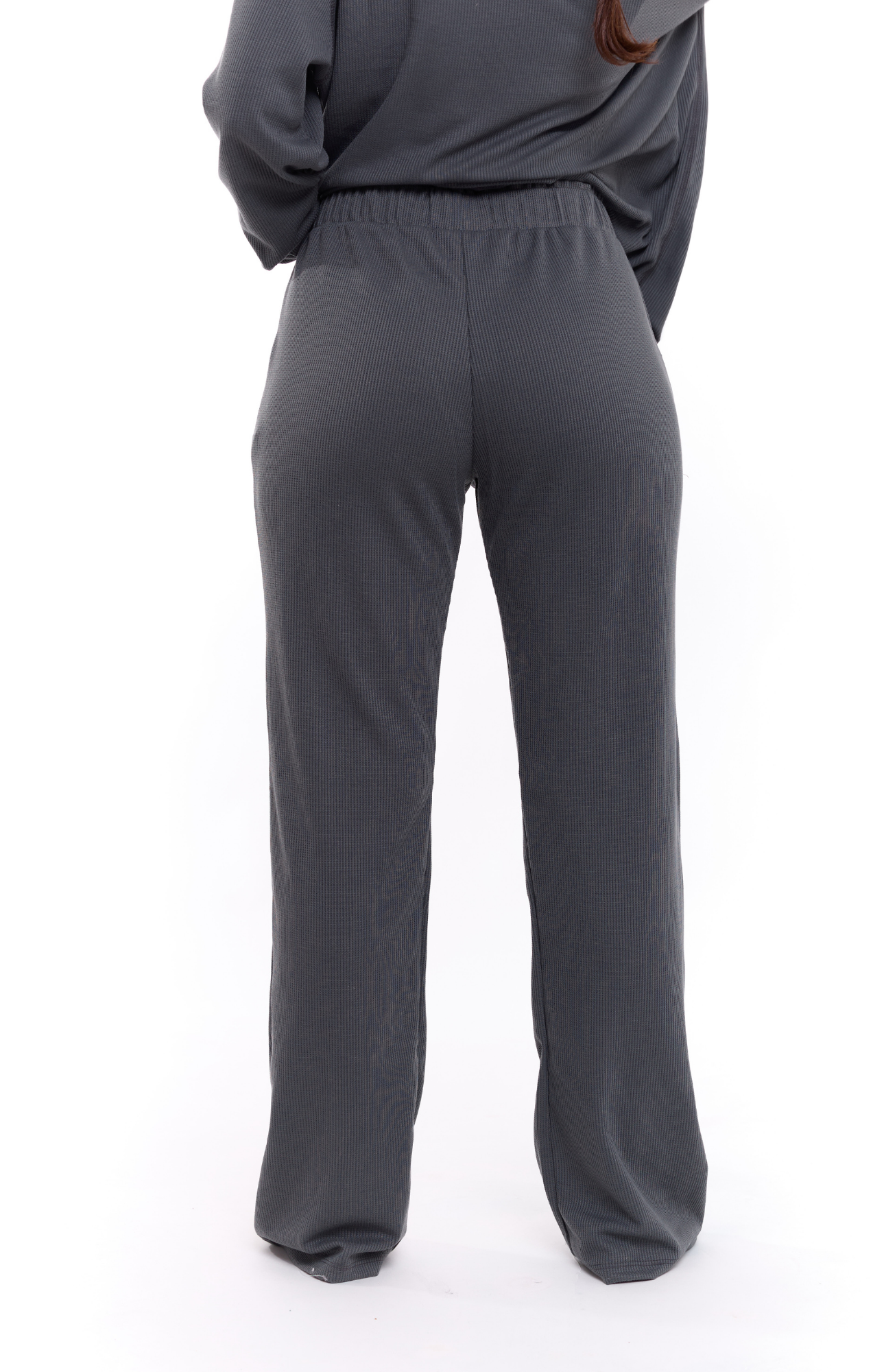 Dark gray - Waffle long pants