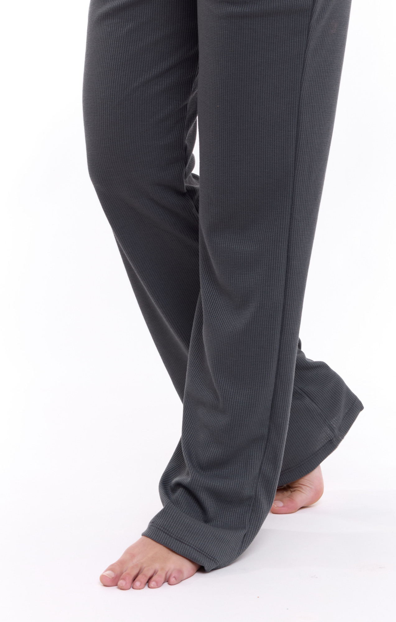 Dark gray - Waffle long pants