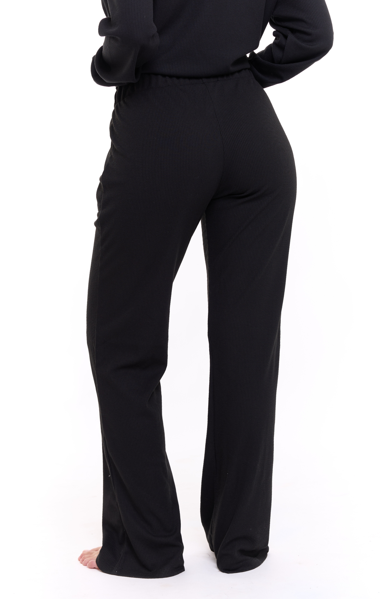 Black - Waffle long pants