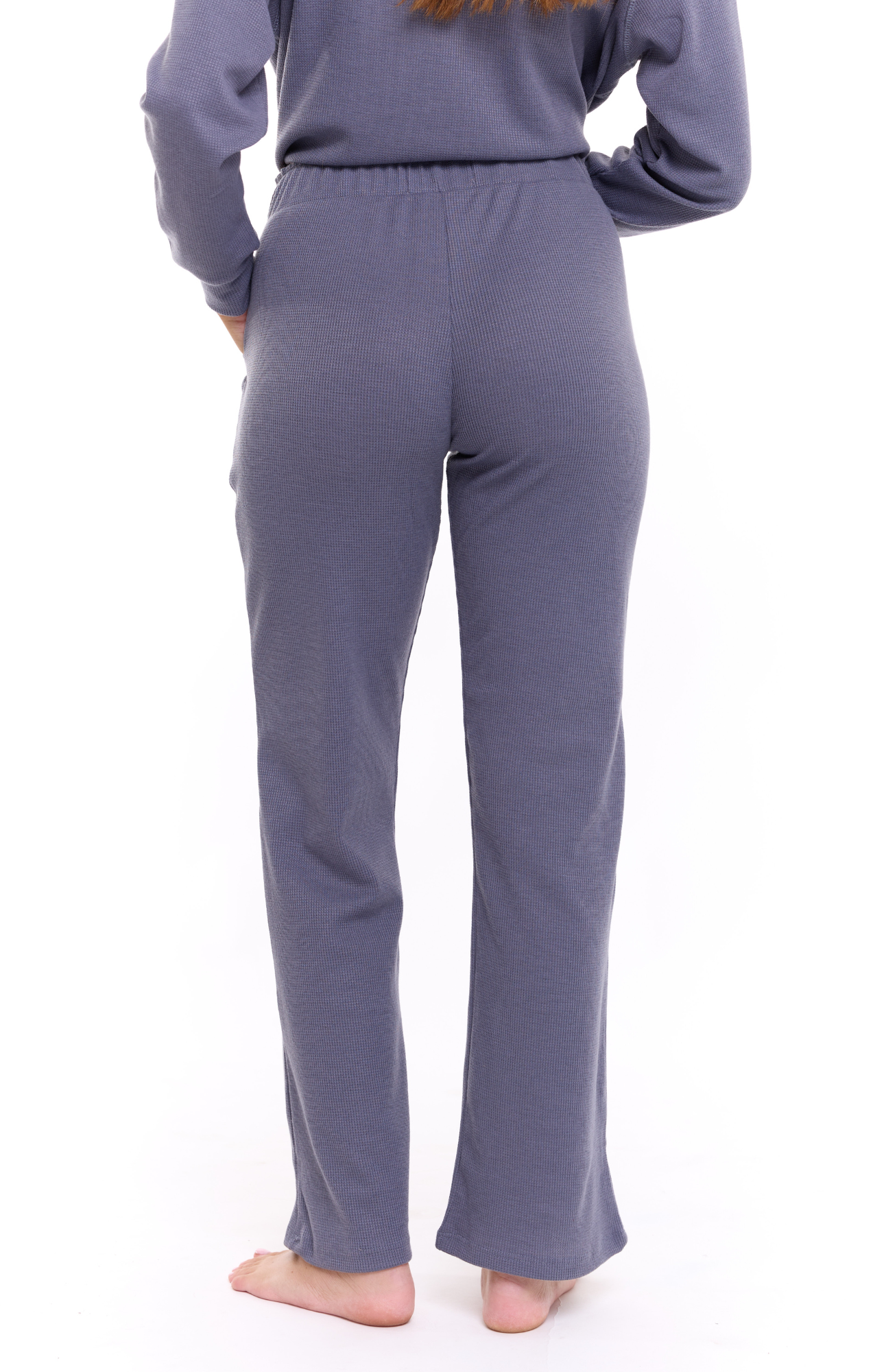 Blue - Waffle long pants
