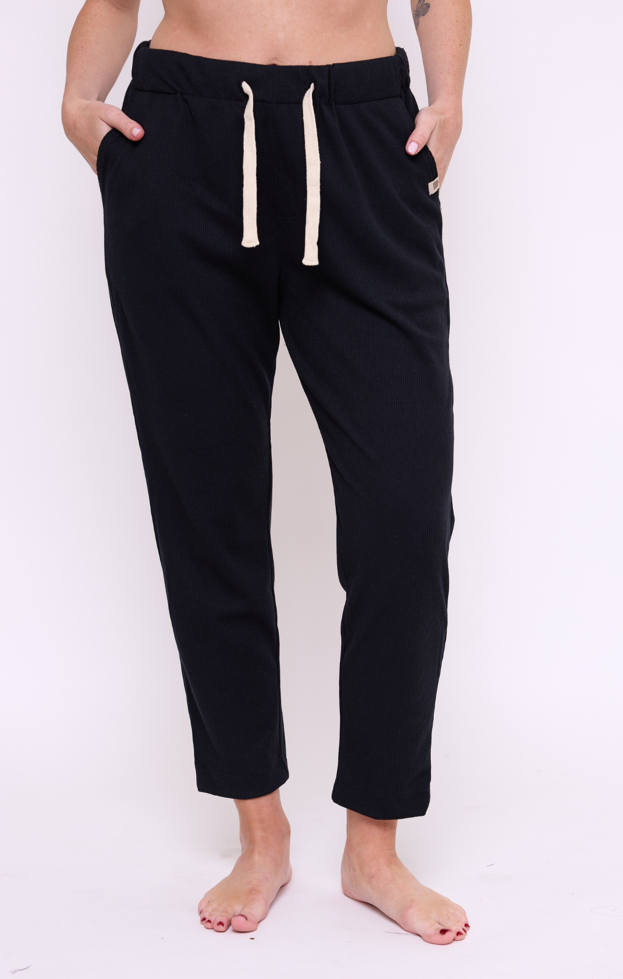 Black - Waffle Unisex Long Pants