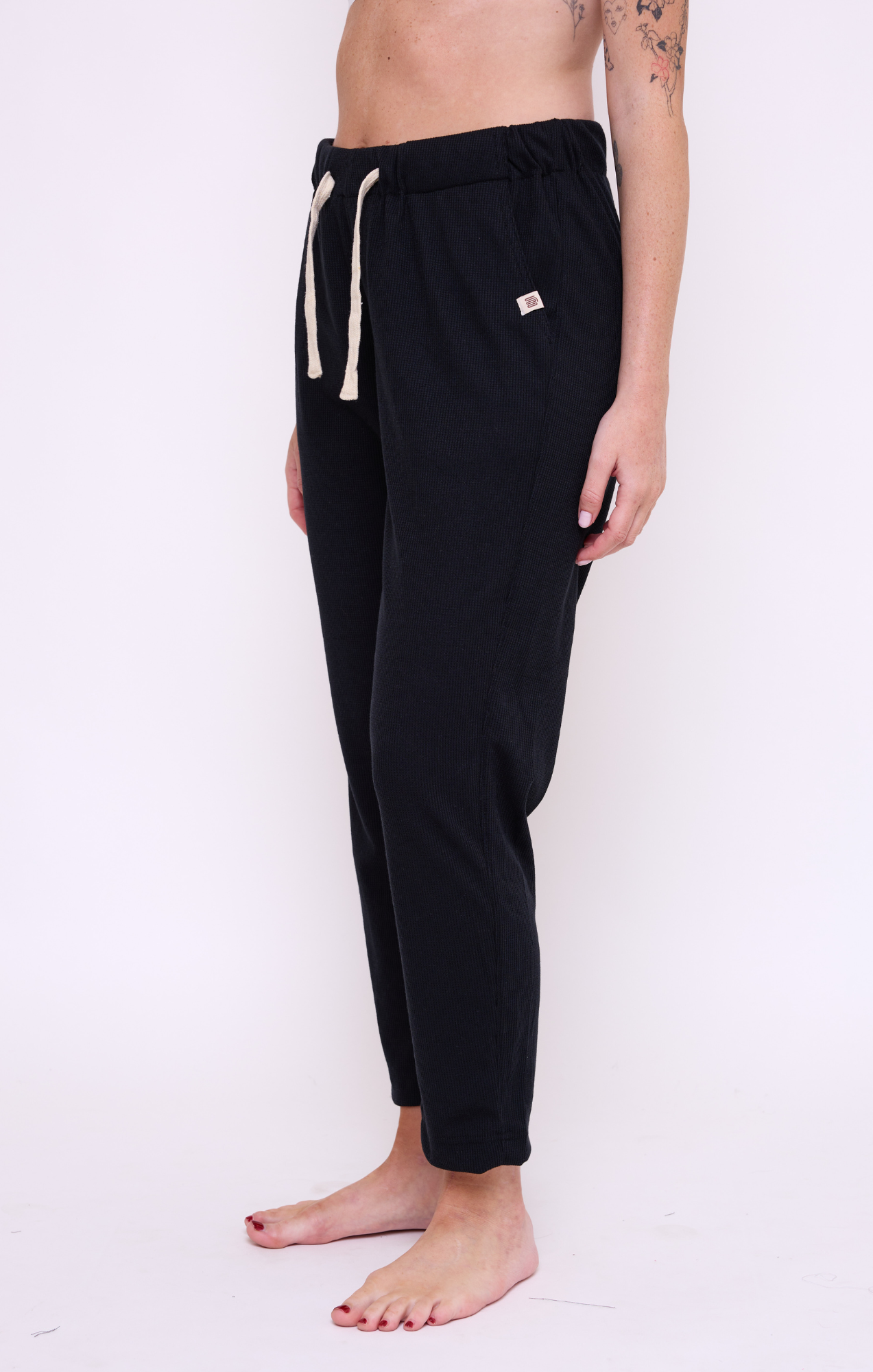 Black - Waffle Unisex Long Pants