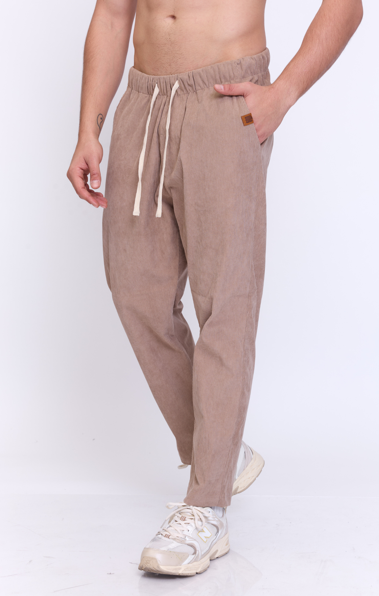 Beige - Corduroy Long Pants