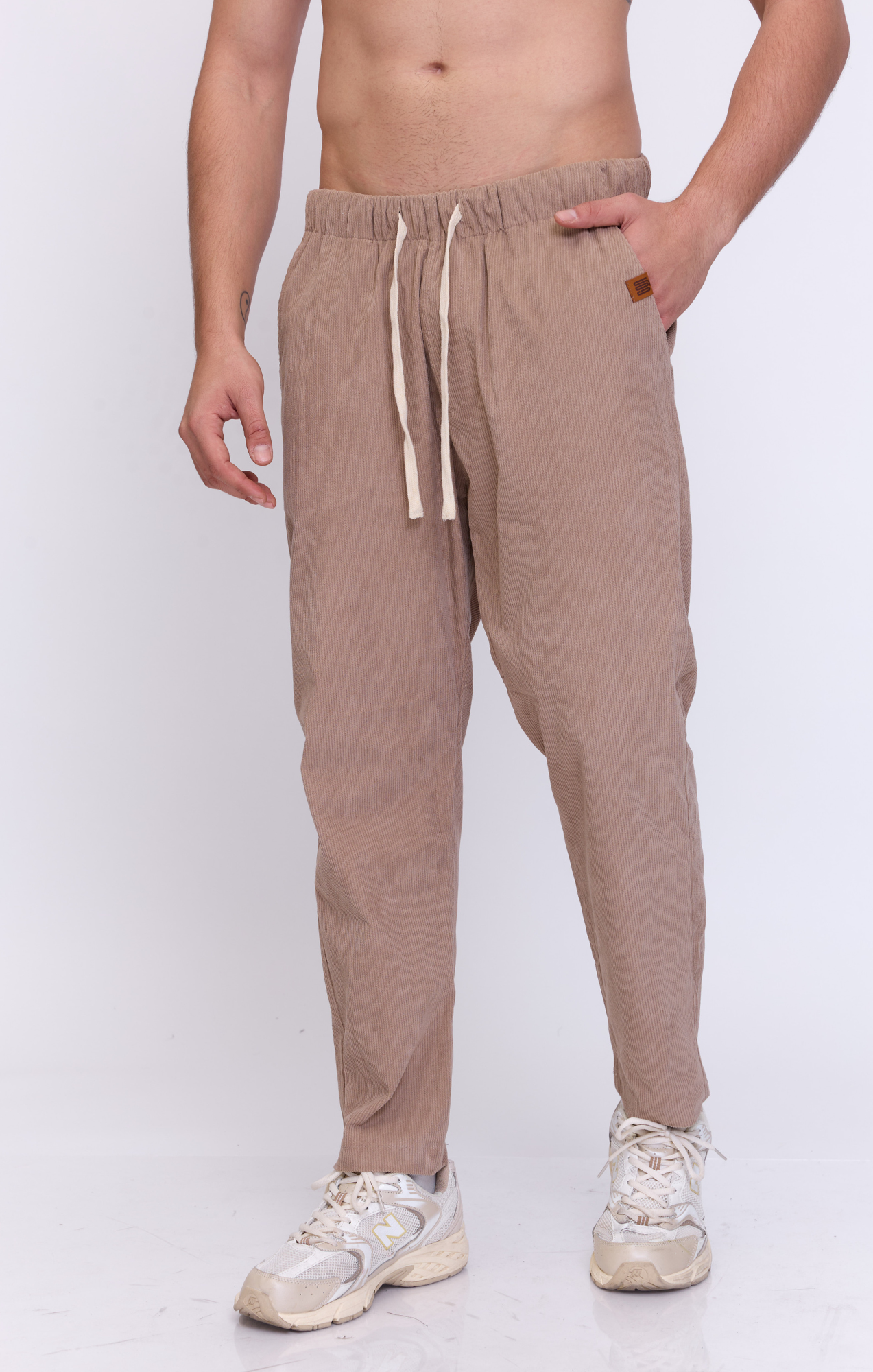 Beige - Corduroy Long Pants