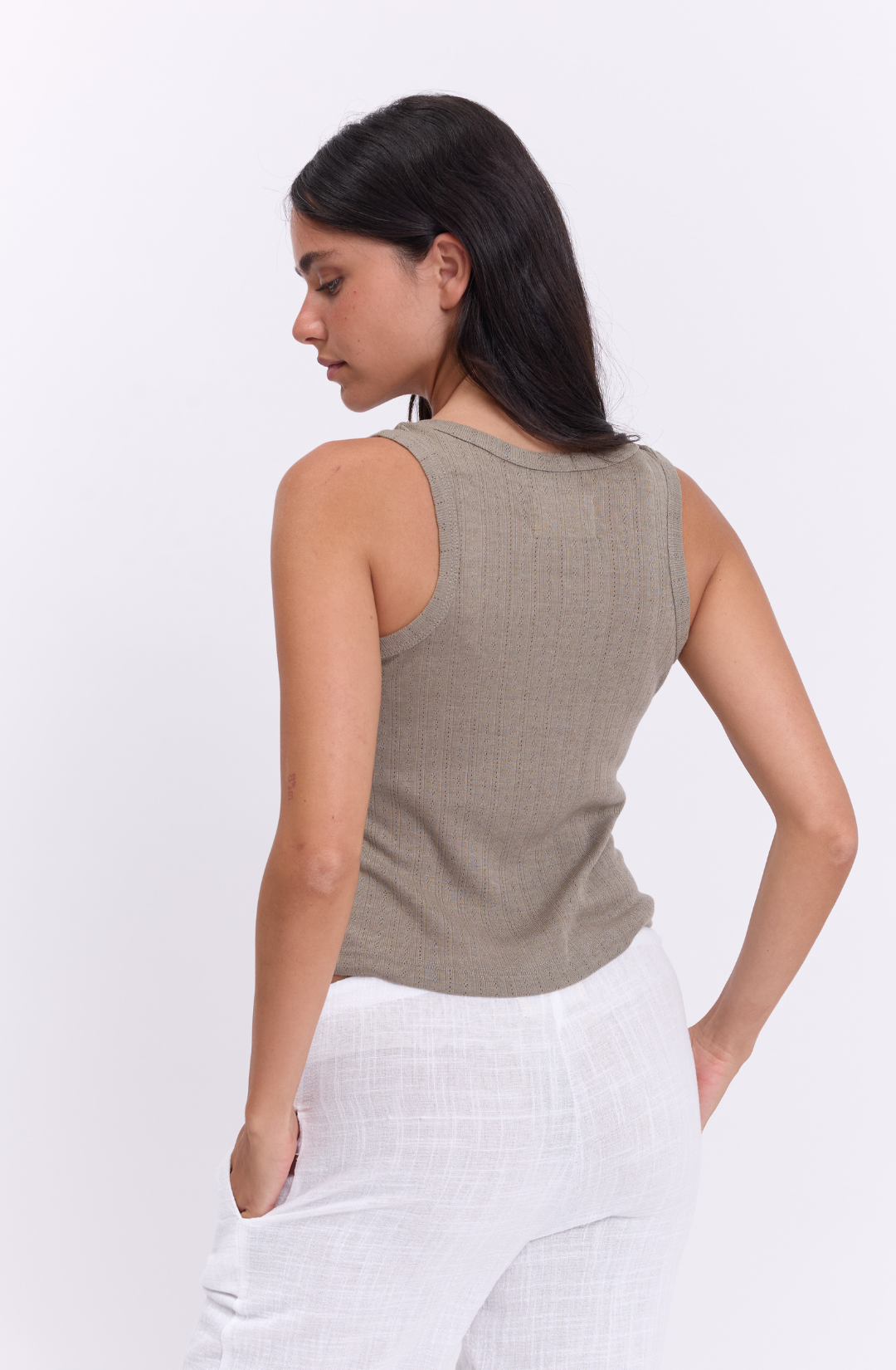 Tank top- olive pointeil