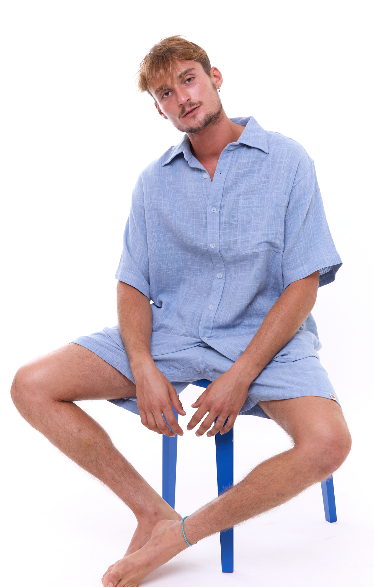 Blue texture - Unisex Oversize Cotton Shirt