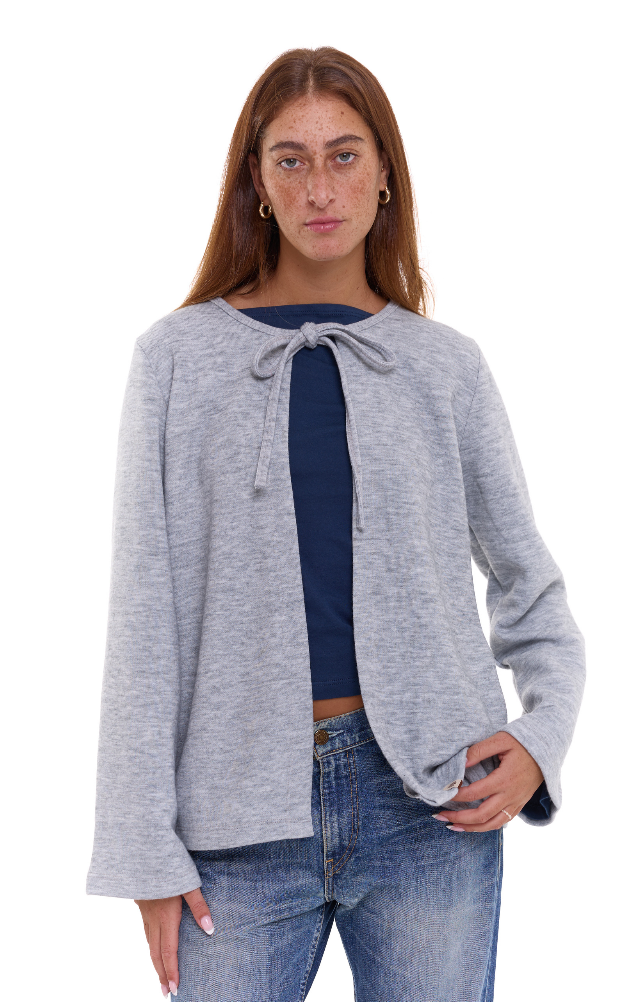 Tie cardigan - gray