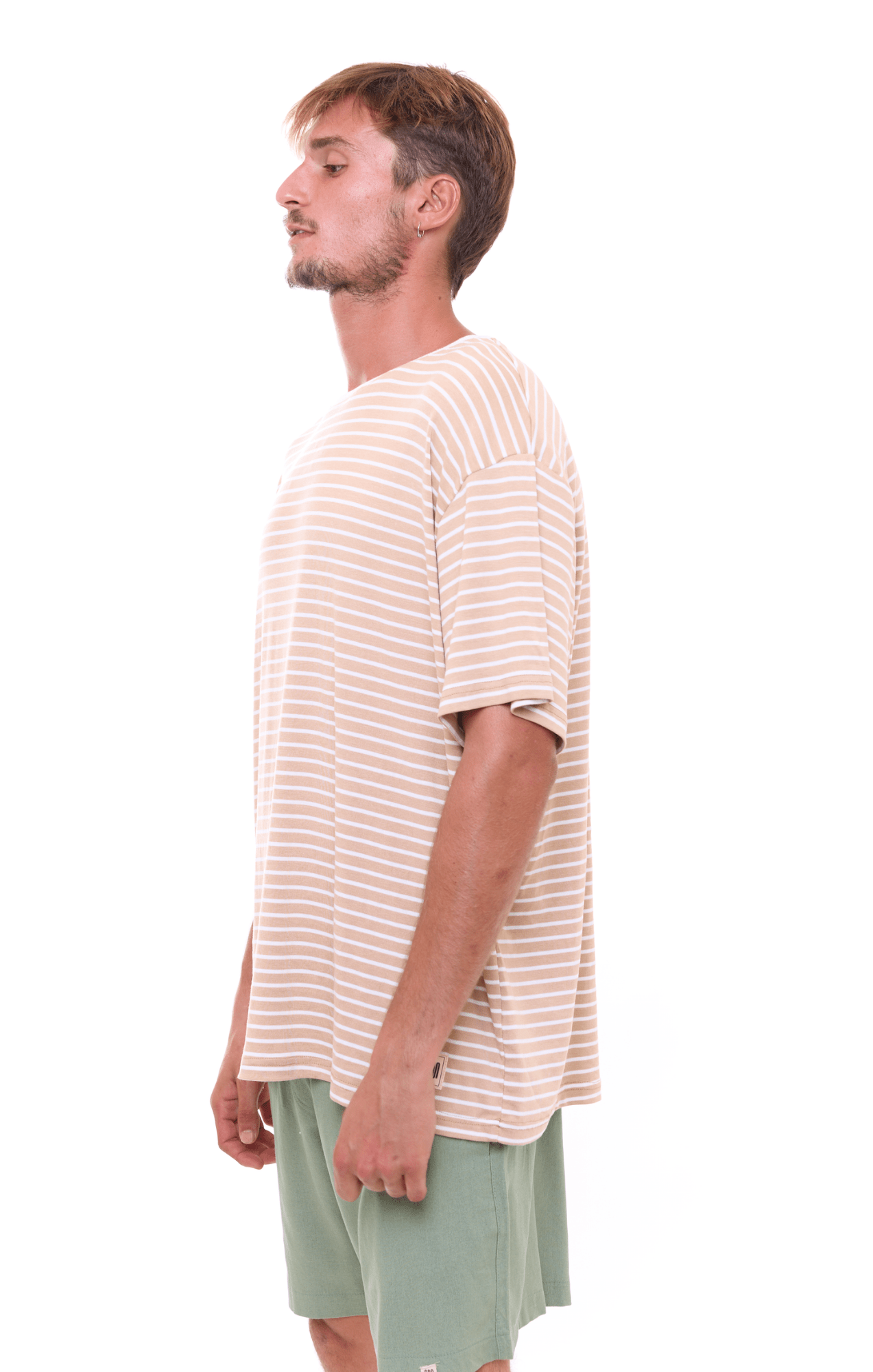Beige Stripes T-Shirt - GONSURFING
