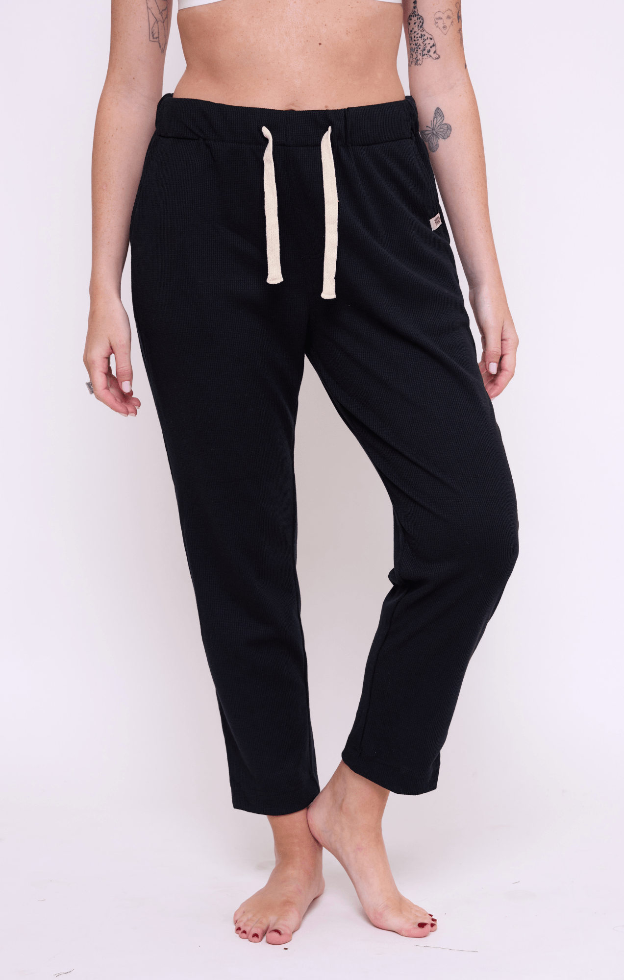 Black - Waffle Unisex Long Pants - GONSURFING