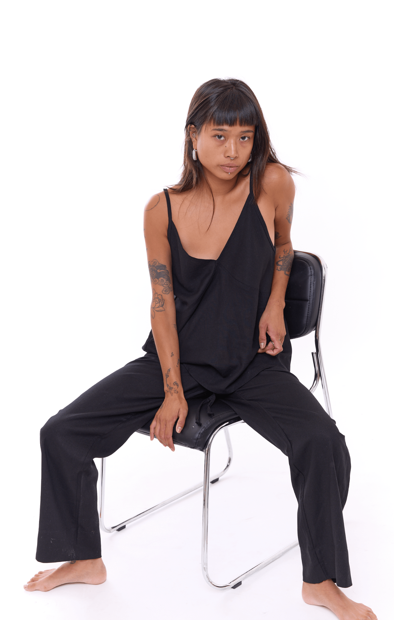 Black - Women Linen Top - GONSURFING