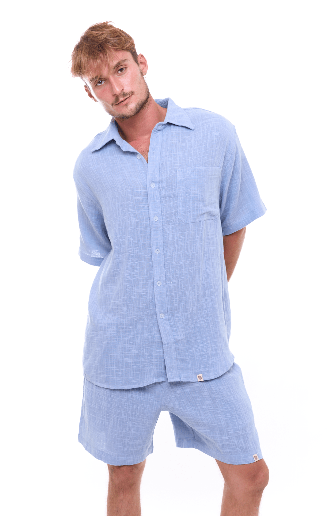 Blue texture - Unisex Oversize Cotton Shirt - GONSURFING