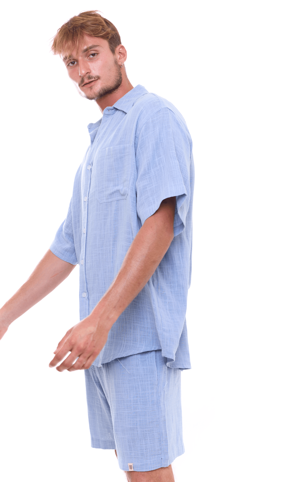 Blue texture - Unisex Oversize Cotton Shirt - GONSURFING