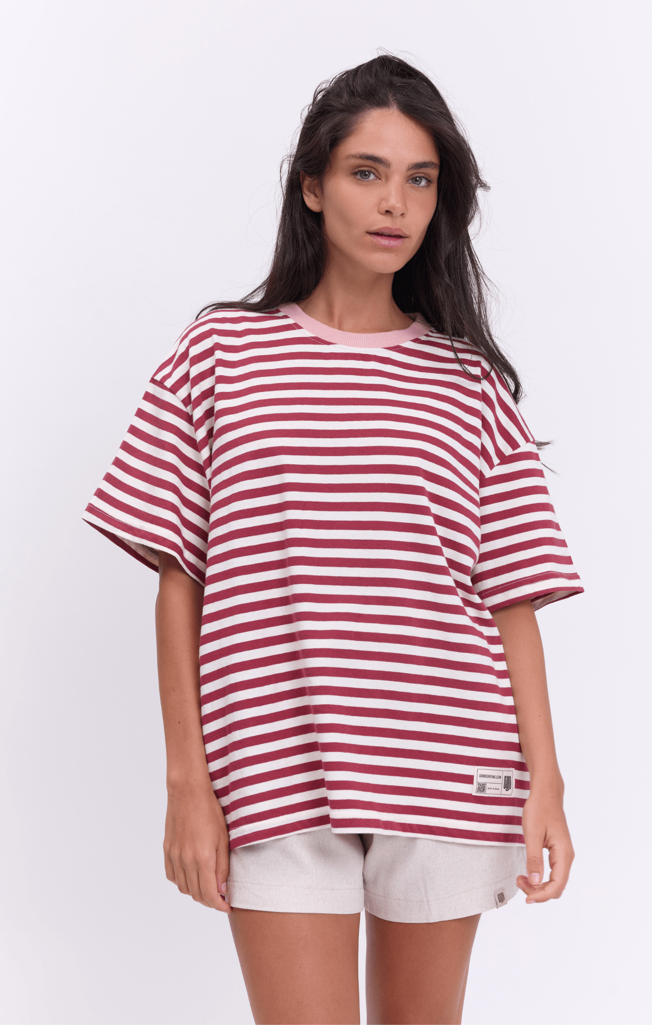 Burgundy Stripes - Oversize T-Shirt - GONSURFING