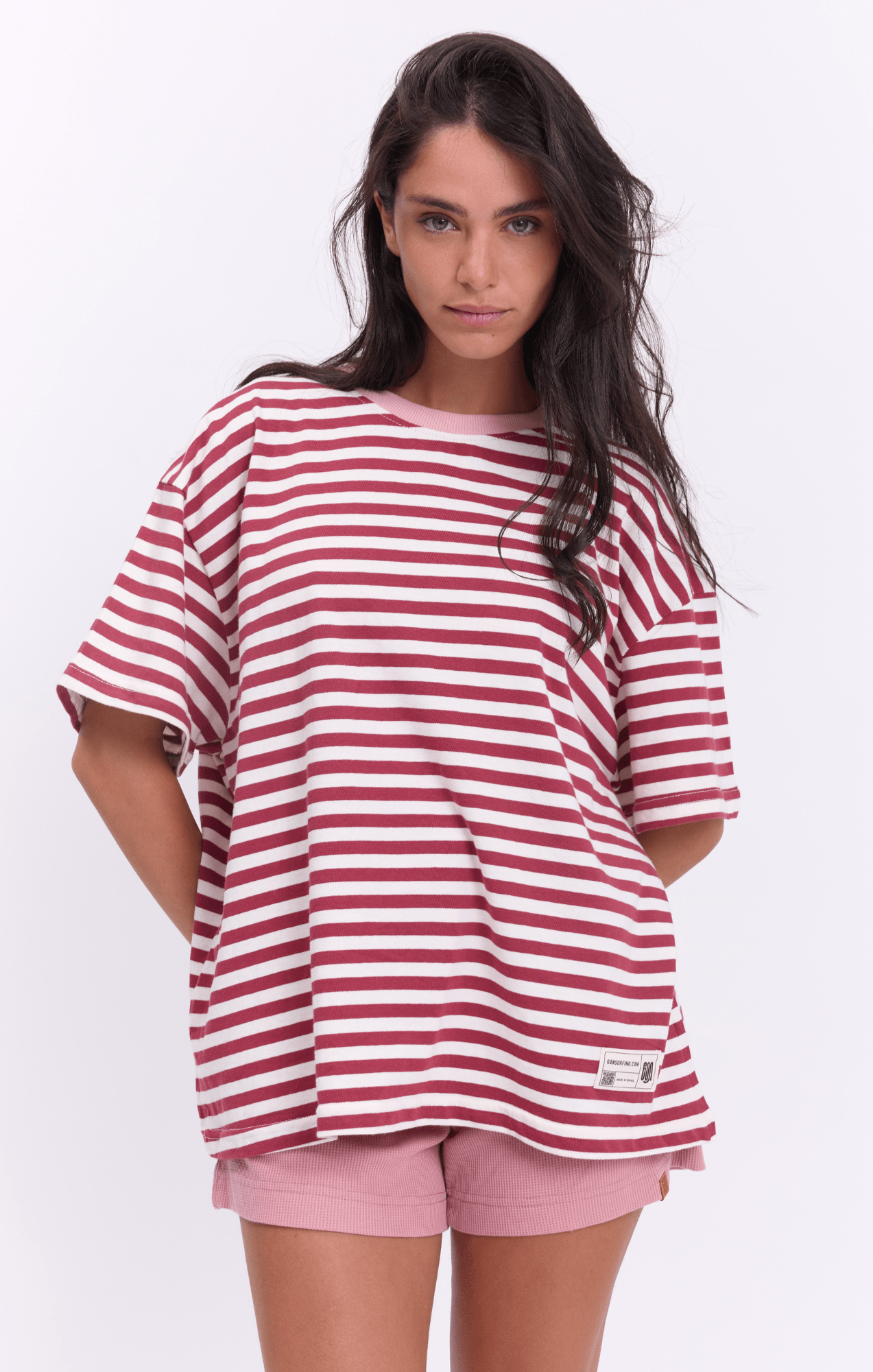 Burgundy Stripes - Oversize T-Shirt - GONSURFING
