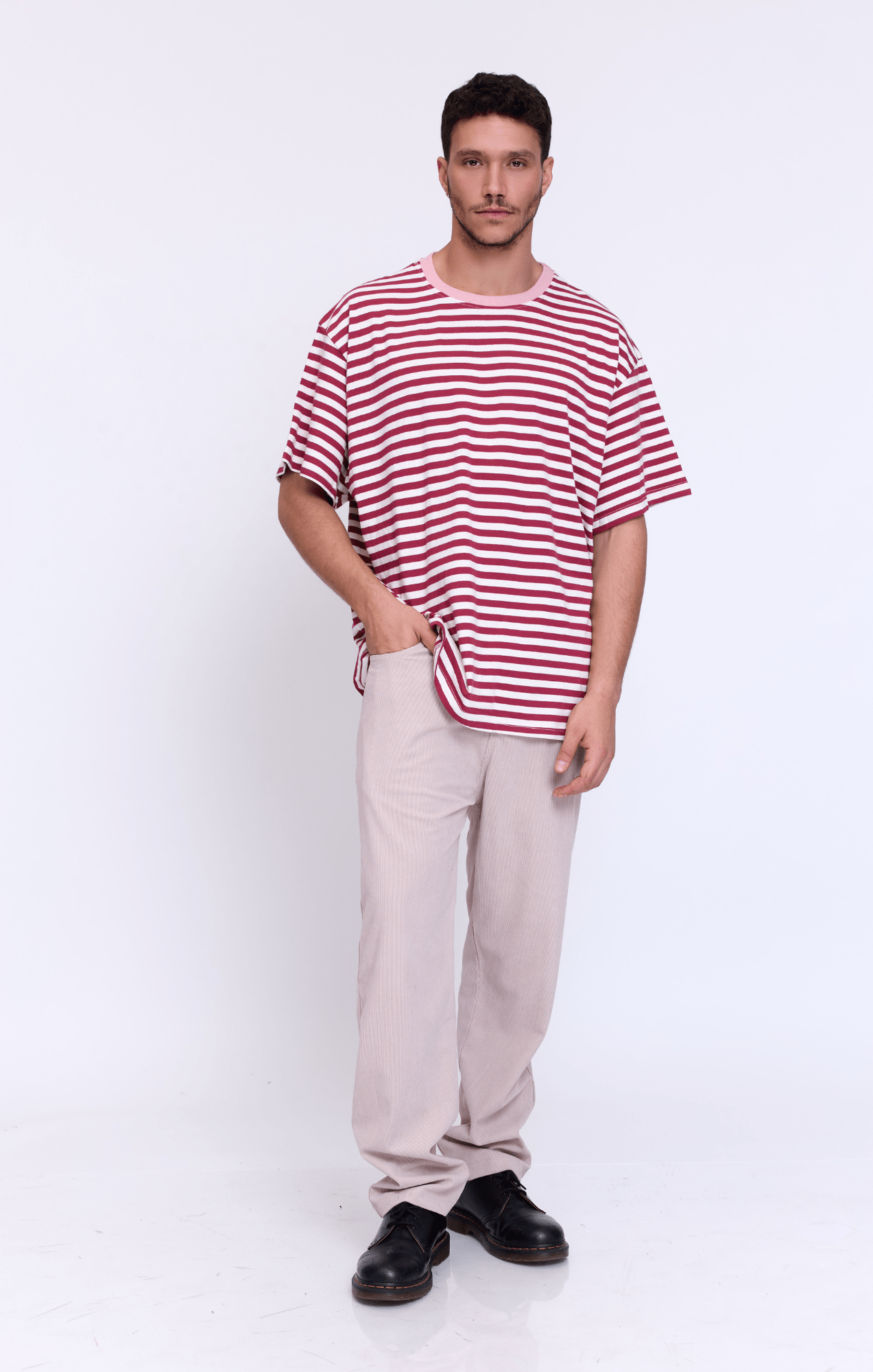 Burgundy Stripes - Oversize T-Shirt - GONSURFING