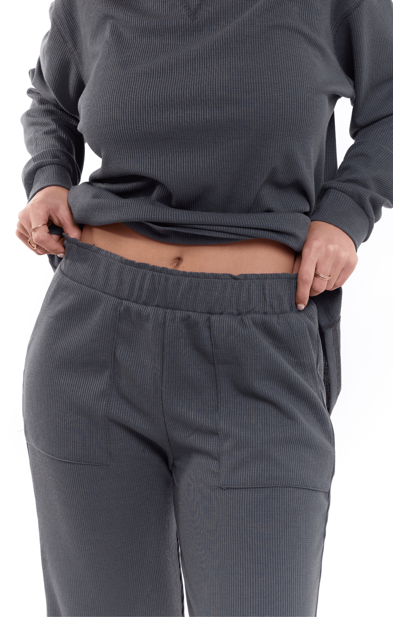 Dark gray - Waffle long pants - GONSURFING