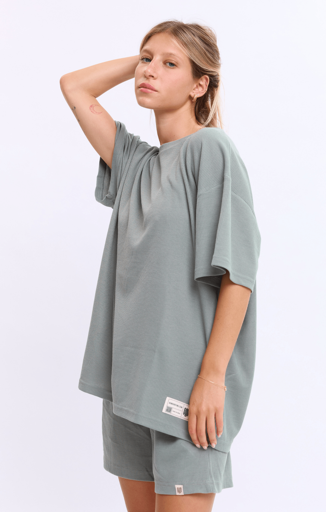 Gray Green - Waffle T-Shirt - GONSURFING