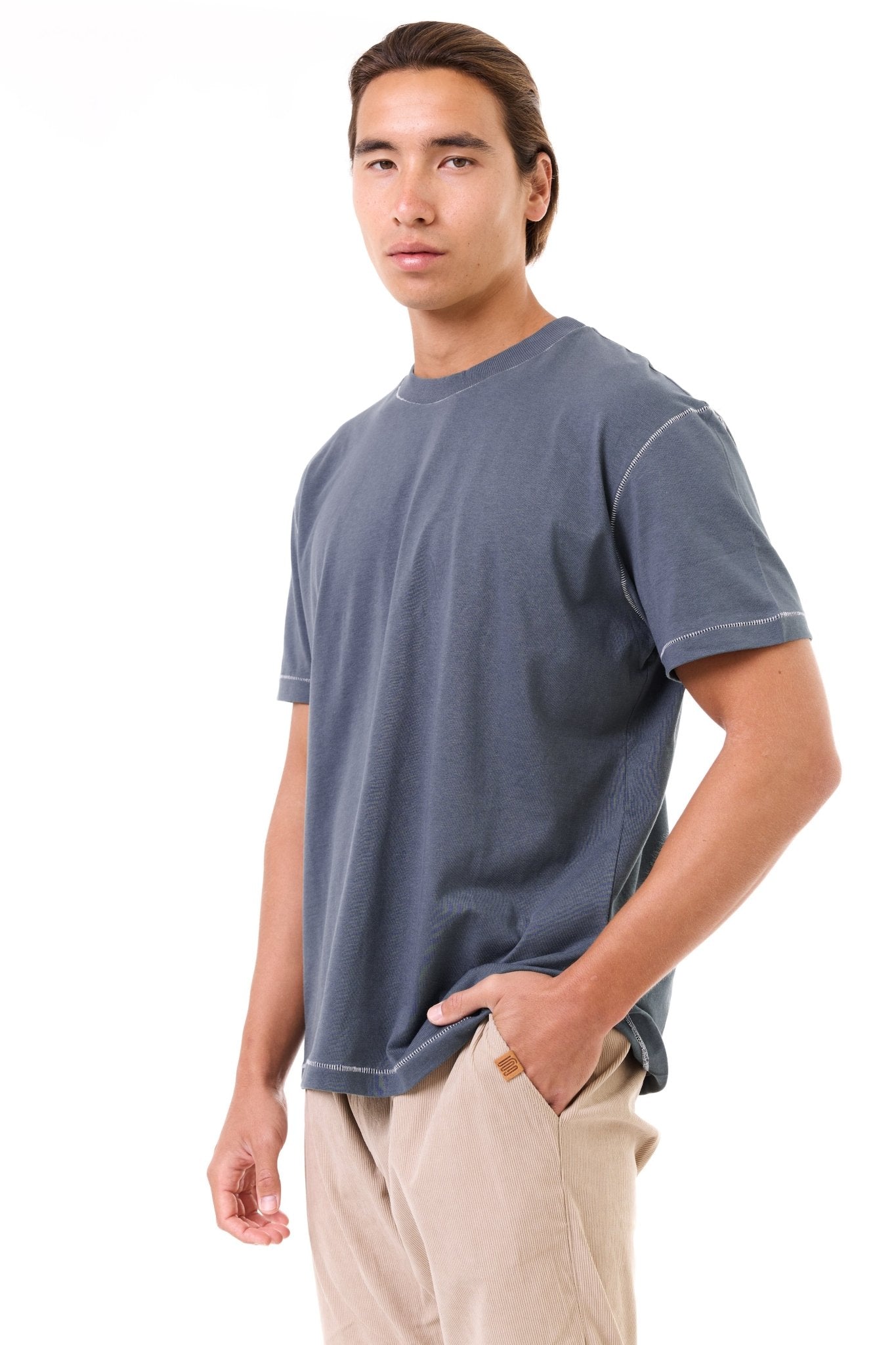 Gray wash - stitches t-shirt - GONSURFING