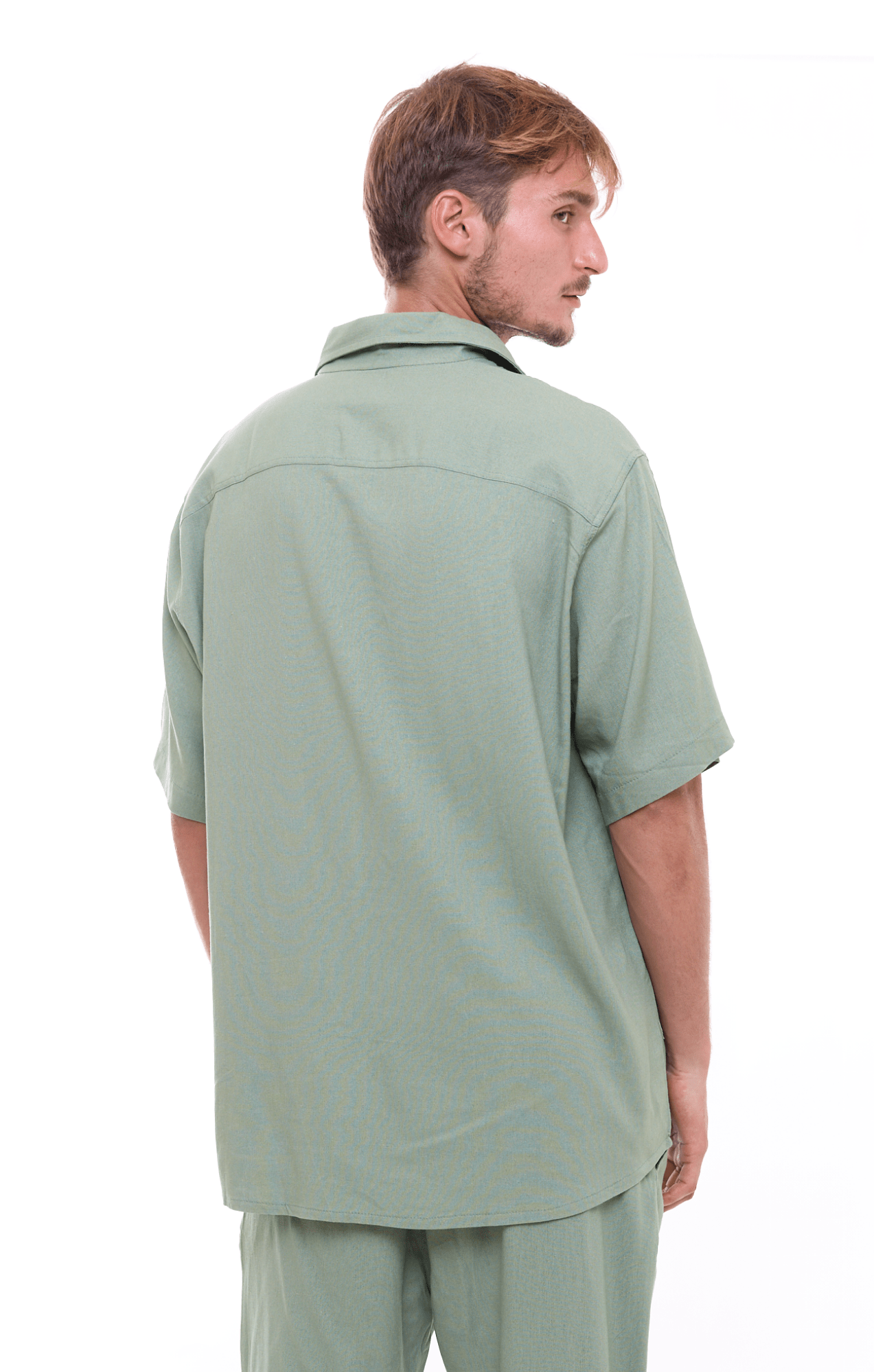 Green - Unisex Oversize Linen Shirt - GONSURFING