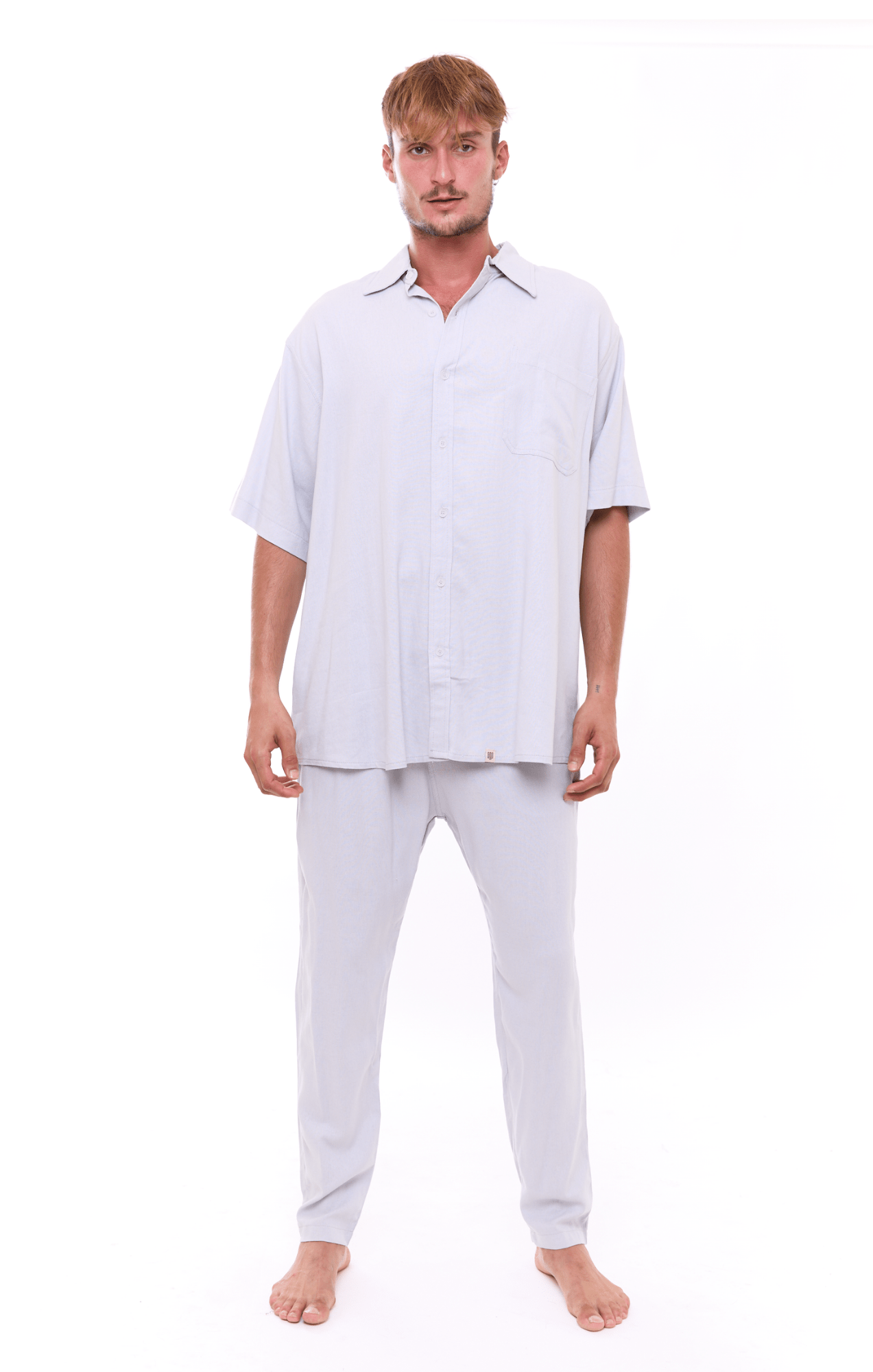 Light Gray - Unisex Oversize Linen Shirt - GONSURFING