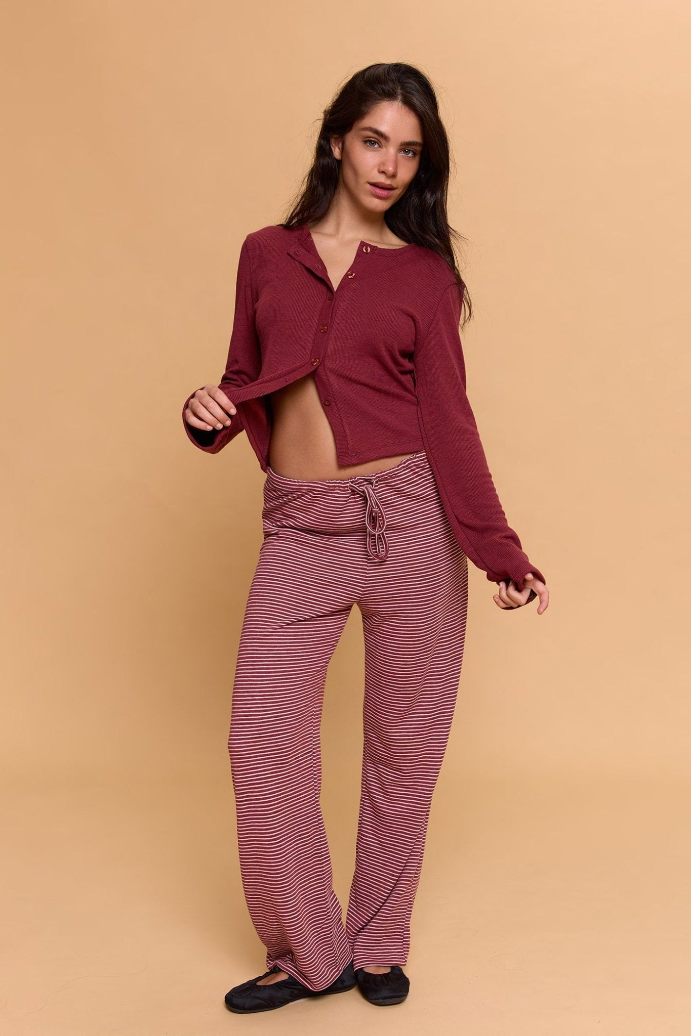 Long striped pants - Burgundy - GONSURFING