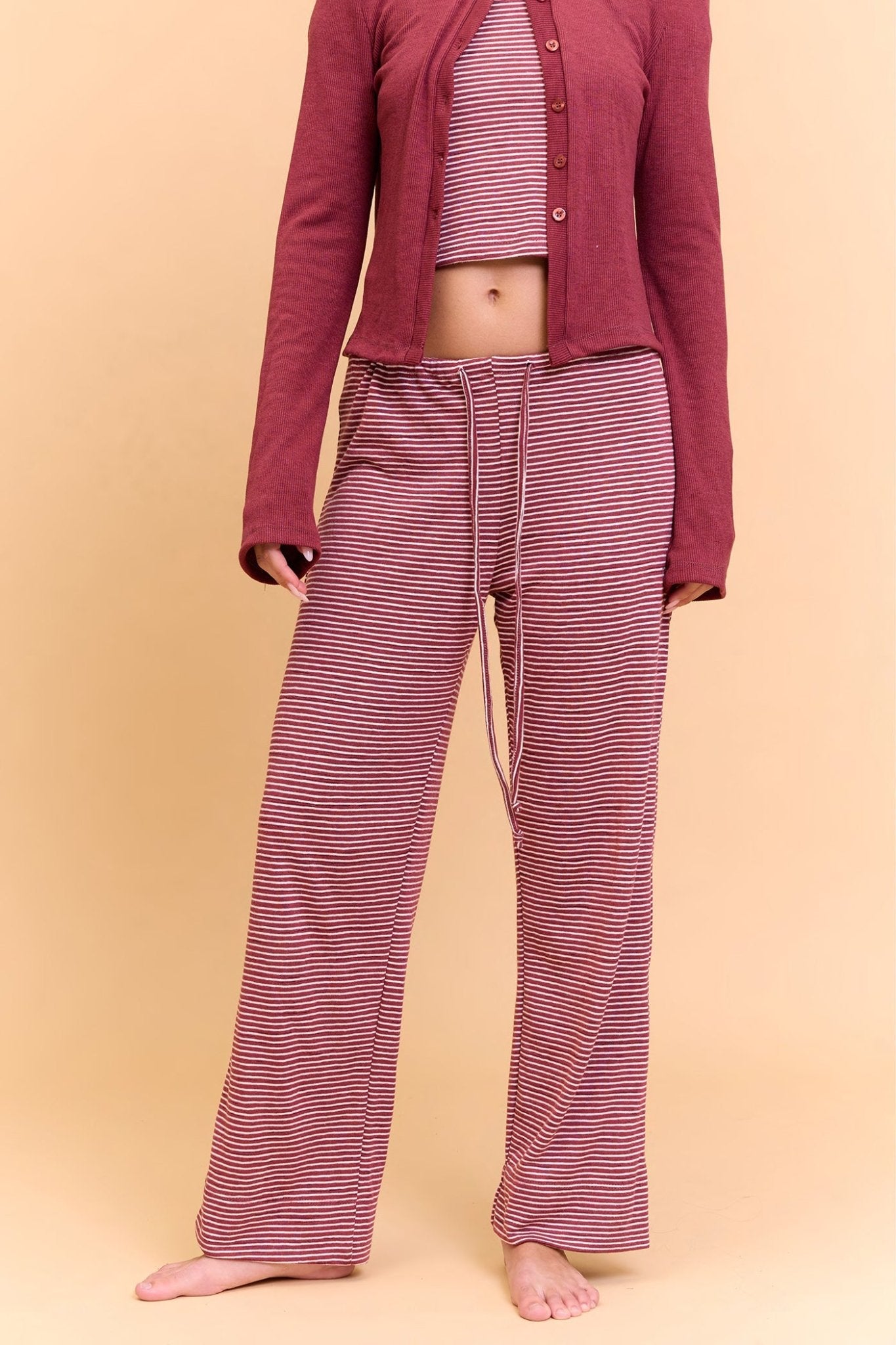 Long striped pants - Burgundy - GONSURFING