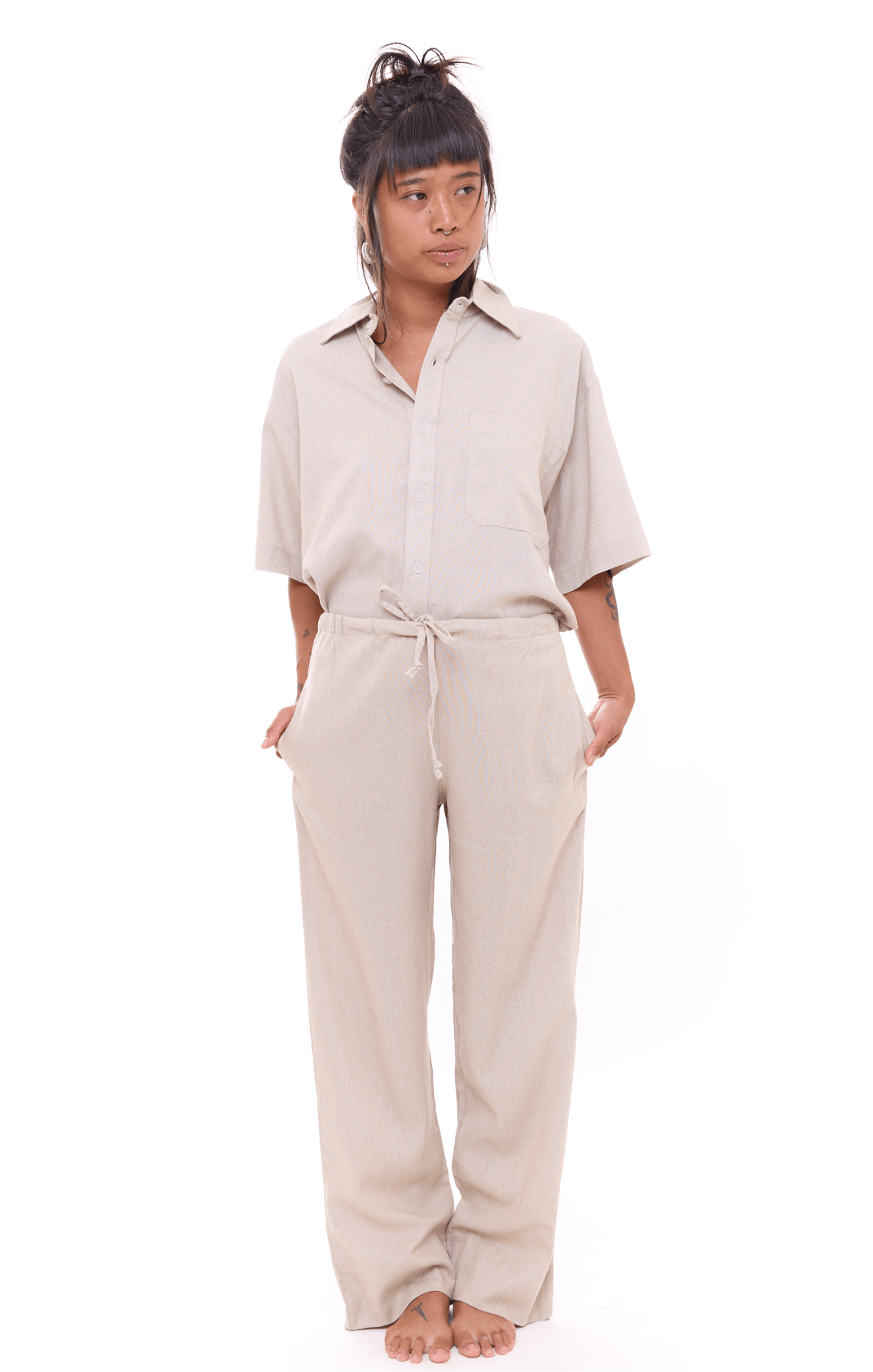 Natural - Woman Linen Long Pants - GONSURFING