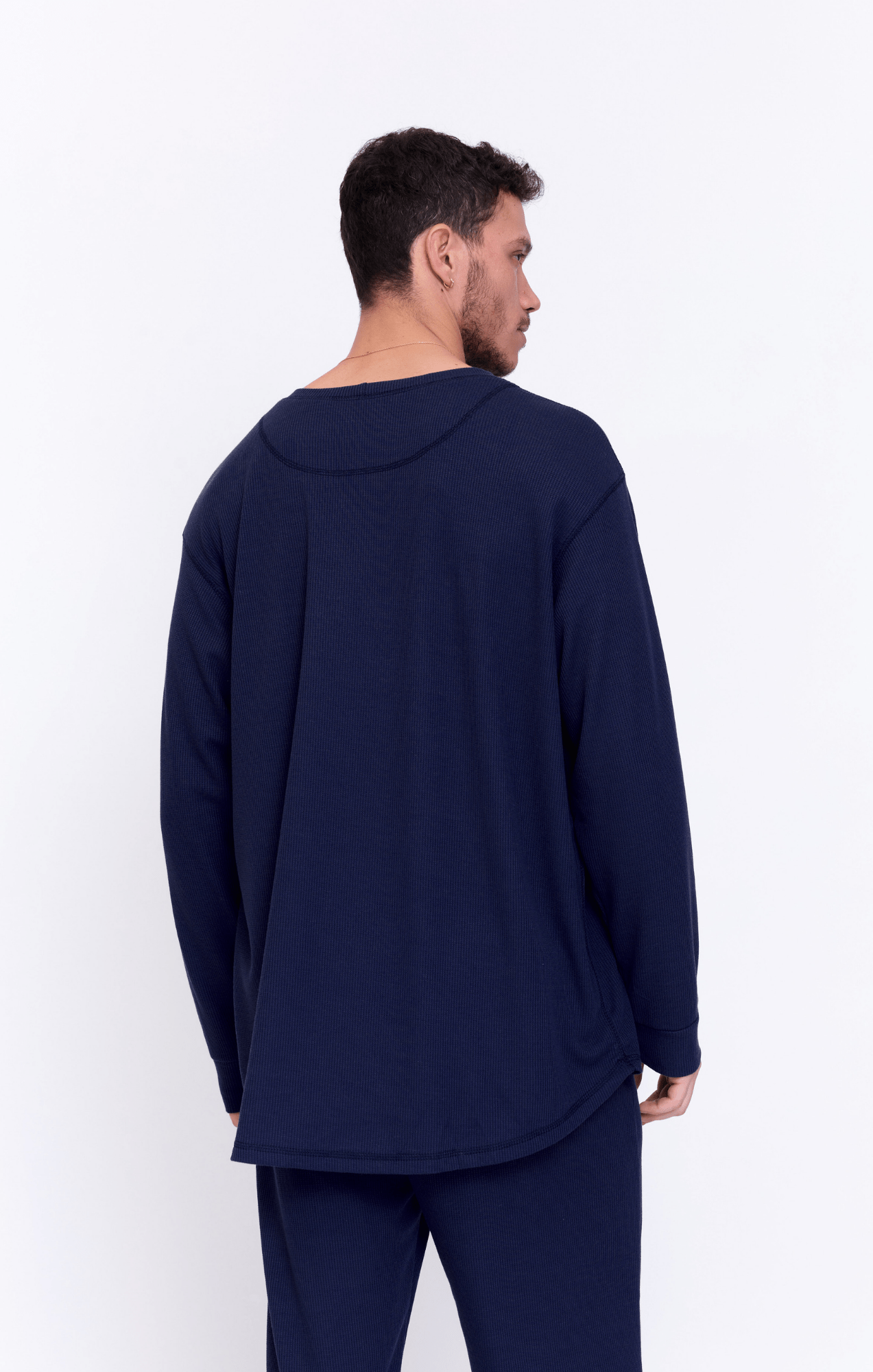 Navy - Waffle Long Shirt - GONSURFING