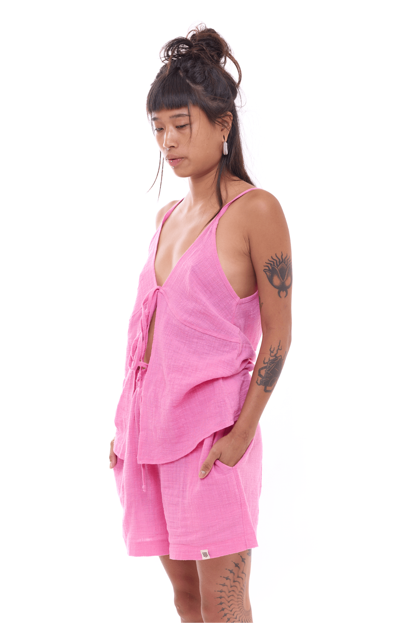 Pink - Unisex Linen Shorts - GONSURFING