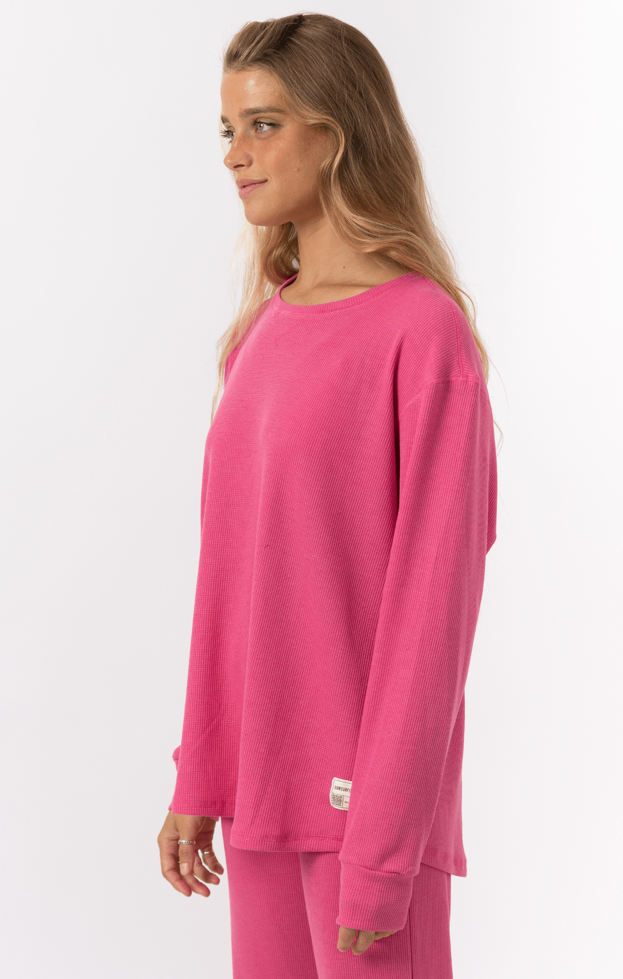 Pink - Waffle Long Shirt - GONSURFING