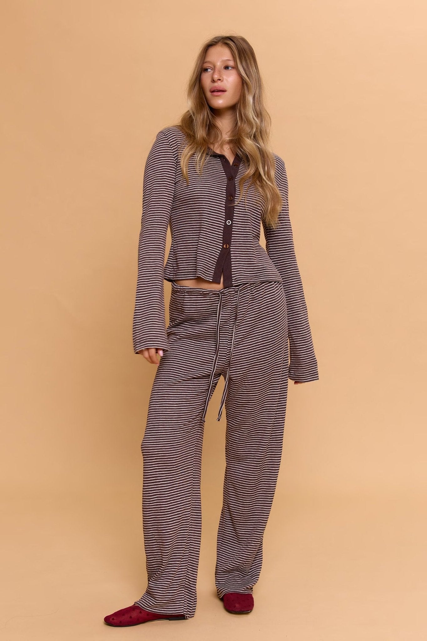 Striped cardigan - Brown - GONSURFING